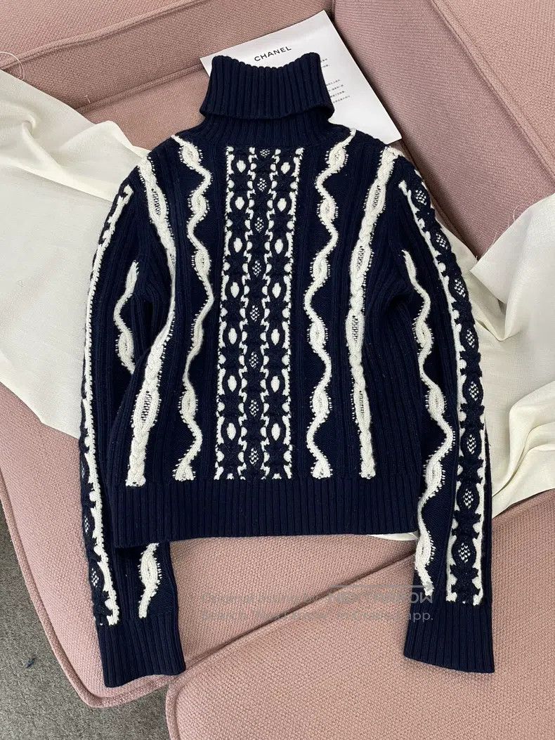 Chanel Chanel German Hamburg series turtleneck striped sweater Size M / US 6-8 / IT 42-44 - 3 Thumbnail