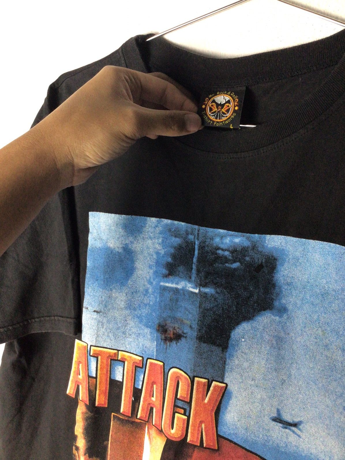 Iceberg × Rap Tees Attack on america 90-00's Size US L / EU 52-54 / 3 - 4 Thumbnail