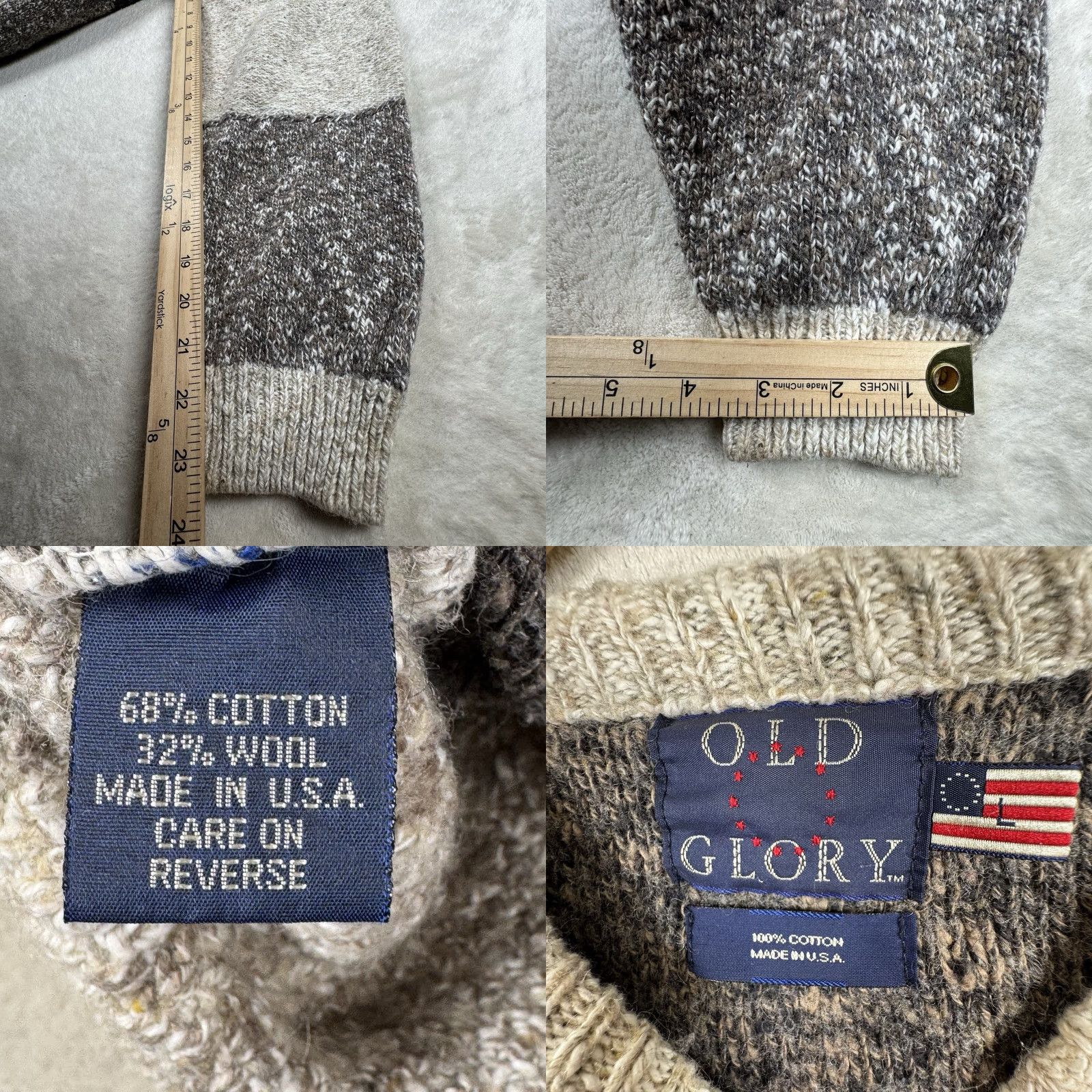 Vintage VINTAGE Old Glory Sweater Mens L Gray Patchwork Knit Wool Blend Pullover 90s Size US L / EU 52-54 / 3 - 9 Thumbnail