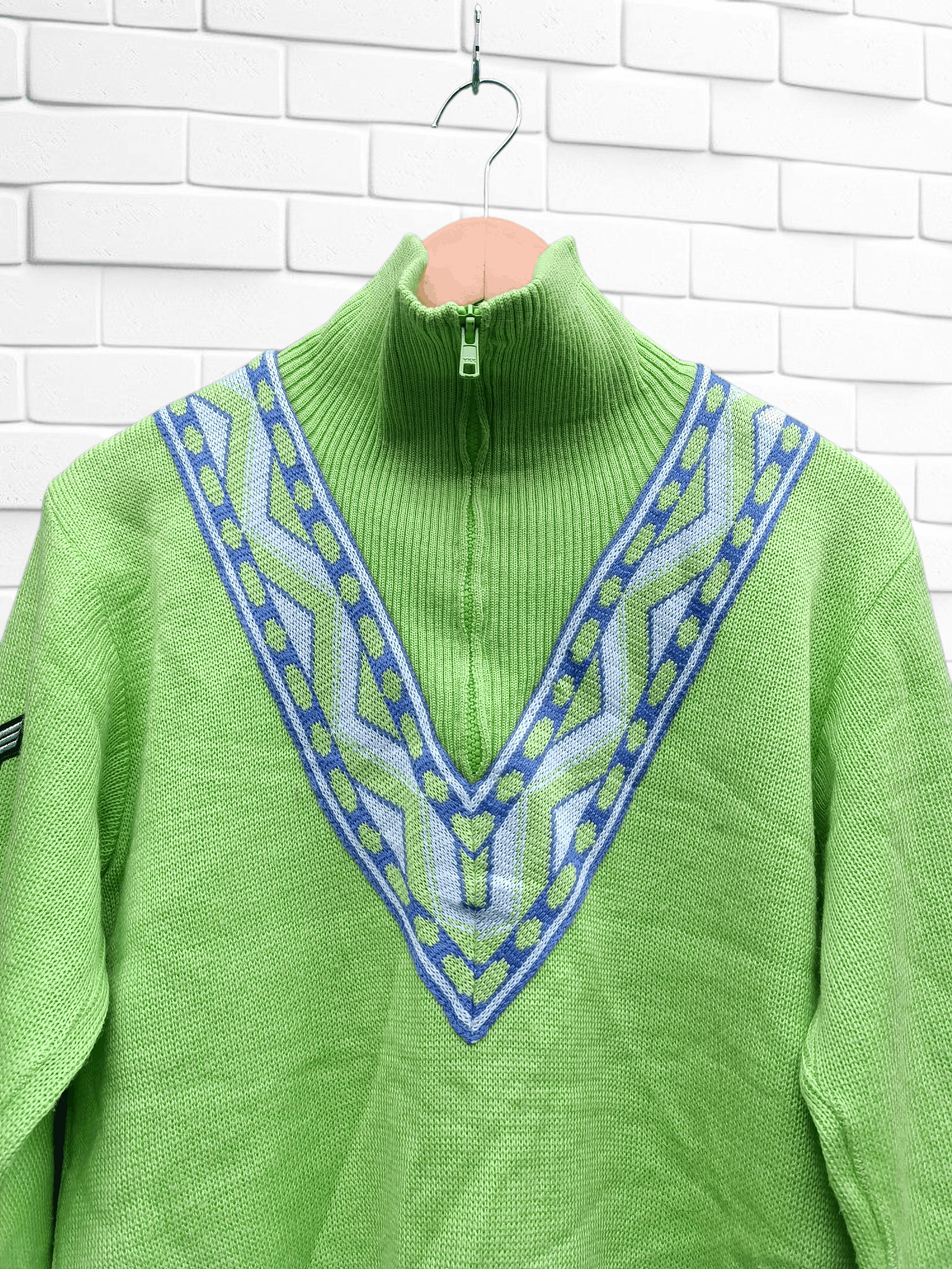 Asics 90s Vintage Asics Half Zip Knit Sweater Size US M / EU 48-50 / 2 - 4 Thumbnail
