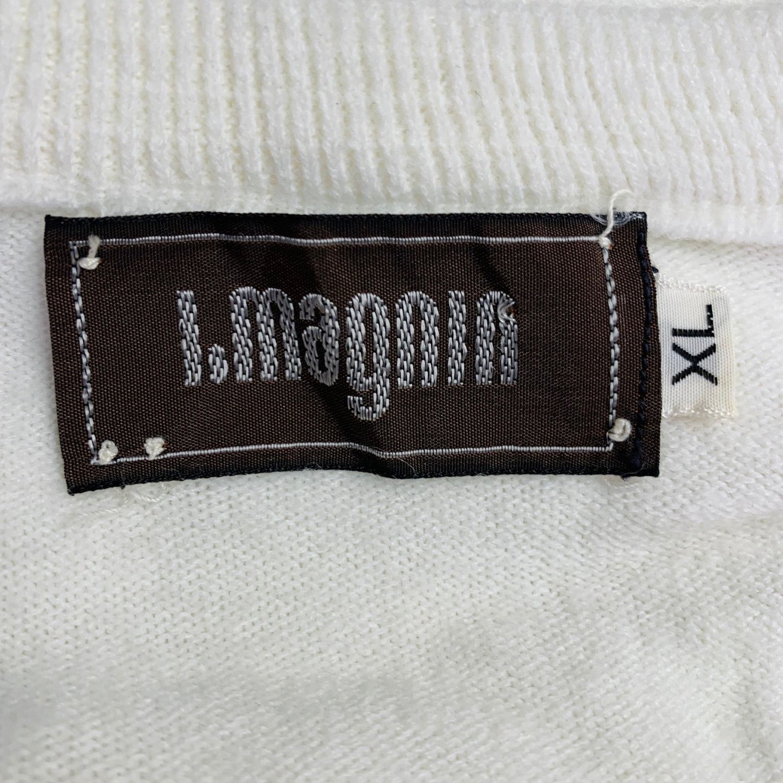Other I.MAGNIN Size XL Cream Knit Acrylic V-Neck Pullover Size US XL / EU 56 / 4 - 7 Thumbnail