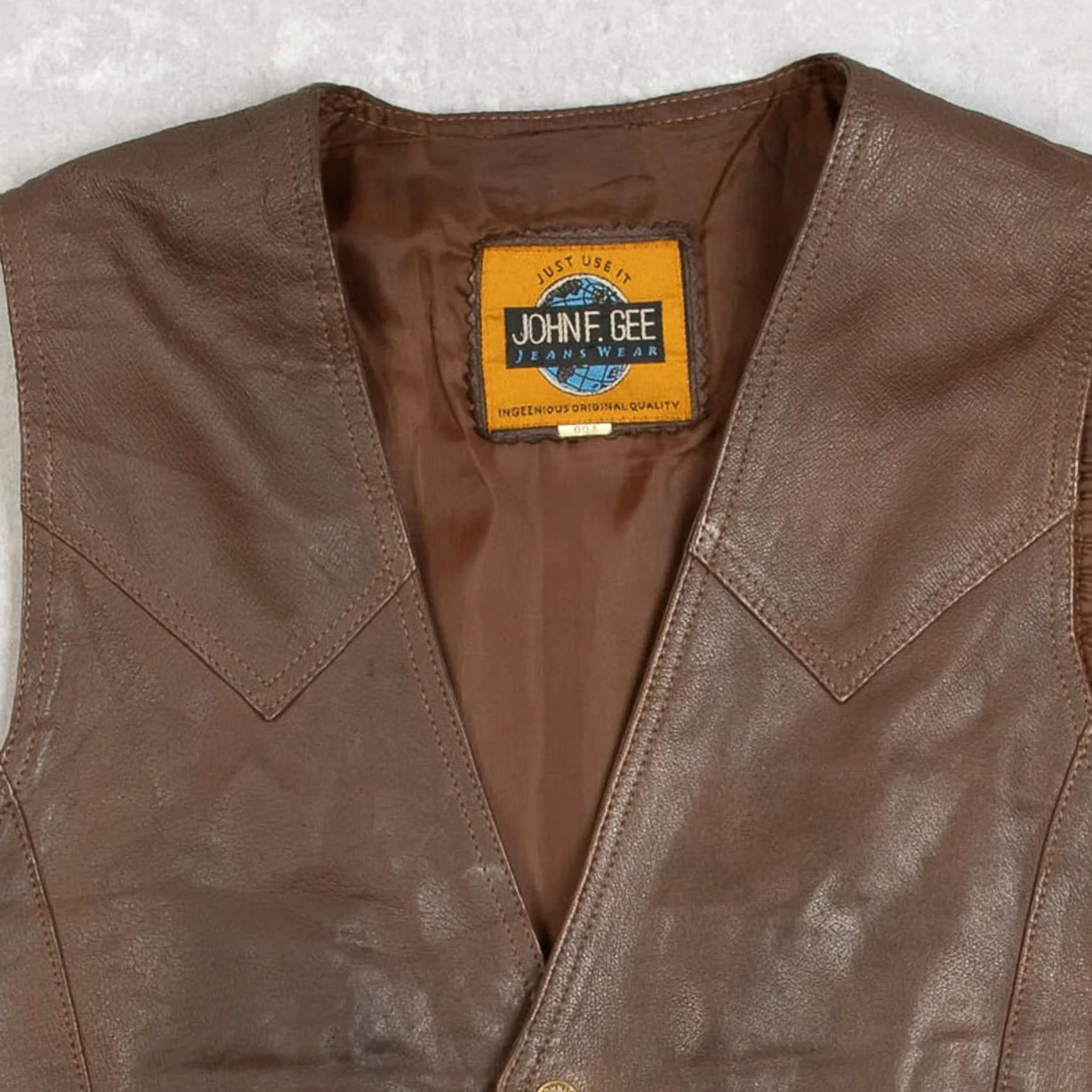 Vintage VINTAGE Leather Vest Jacket Medium Men's 1980s Brown Western Rodeo Size US S / EU 44-46 / 1 - 3 Thumbnail