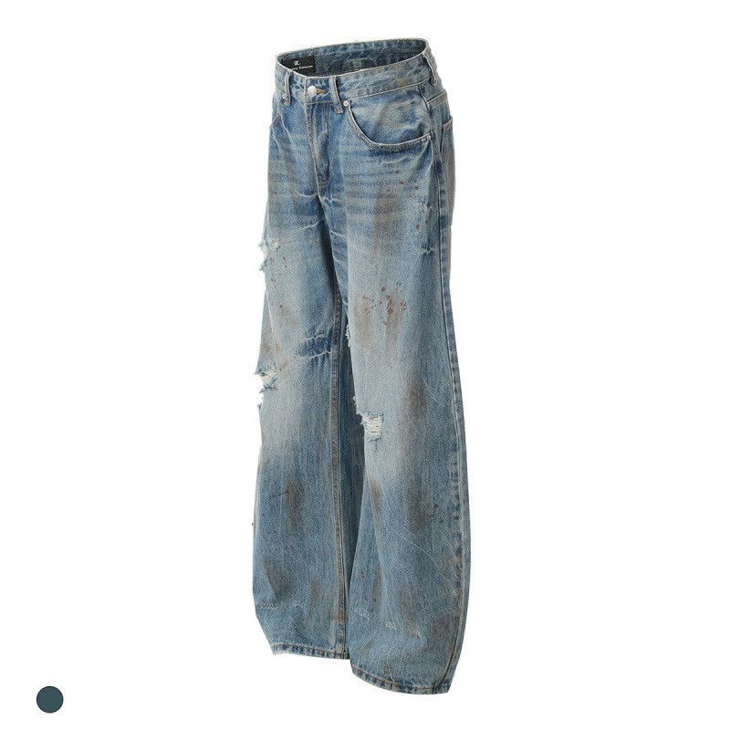 Japanese Brand × Jean Retro loose straight leg ripped jeans Size US 32 / EU 48 - 2 Thumbnail