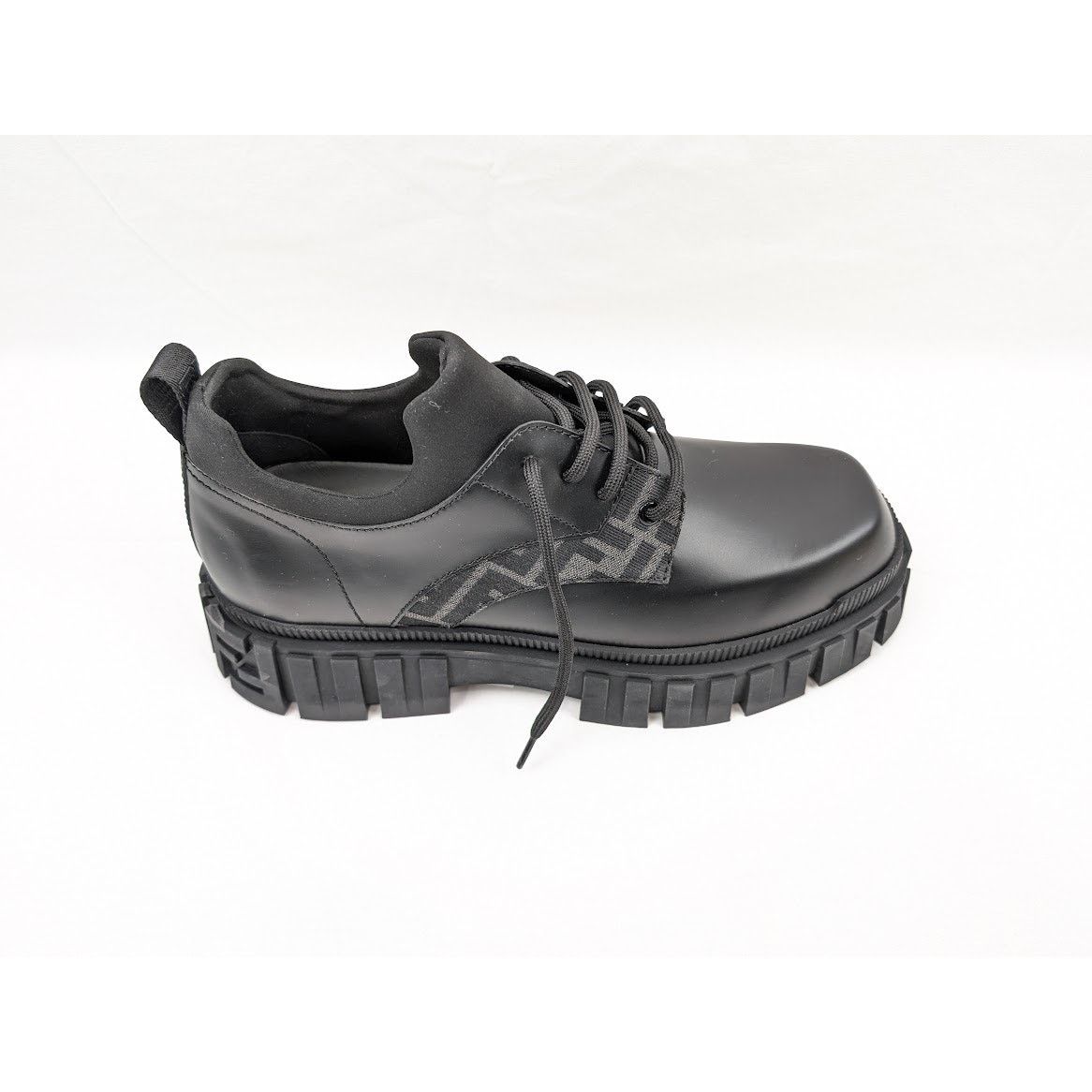 Fendi o1rshd1 Men's Lace Up Fabric Calf Leather Boots Shoe in Nero Size US 11 / EU 44 - 2 Thumbnail