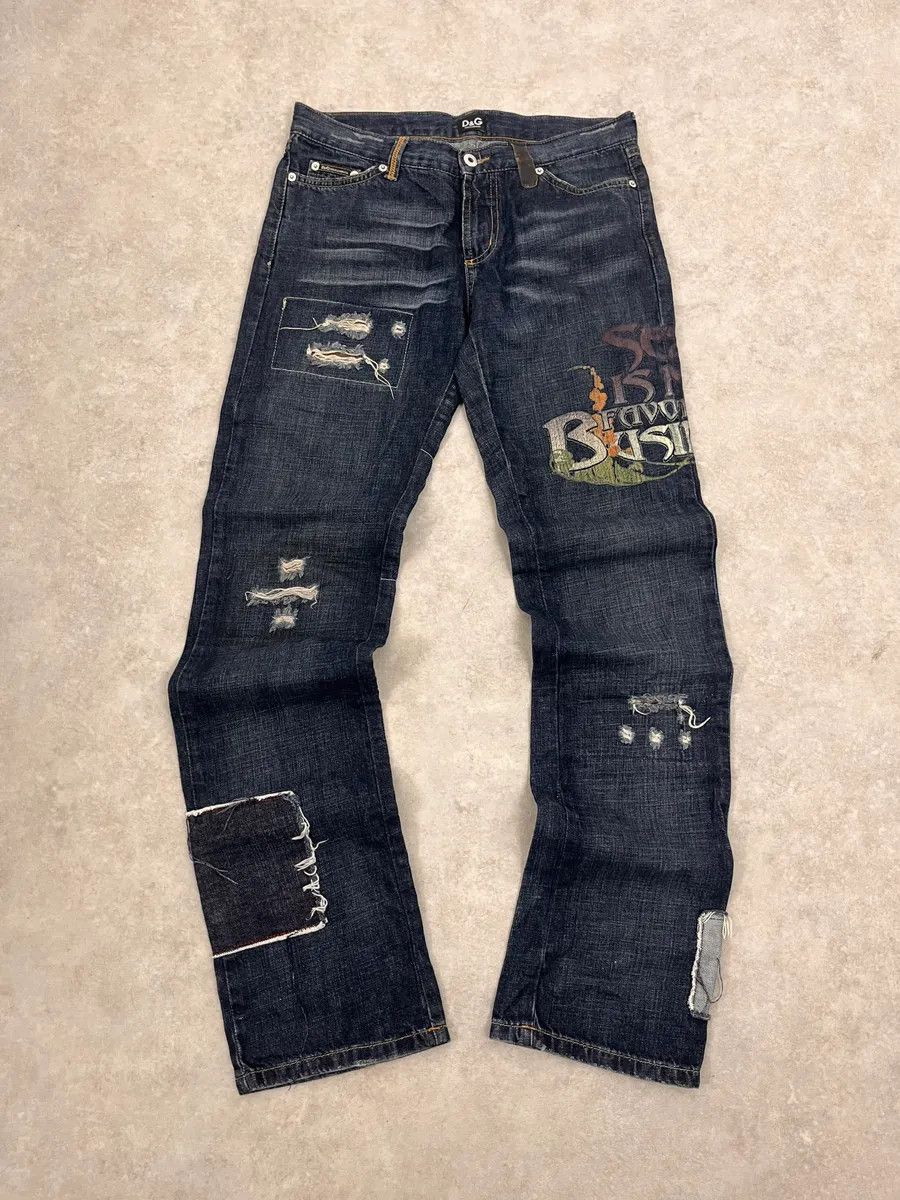 Dolce & Gabbana AW2006 Dolce & Gabbana Abstract Blue Rebel Denim Jeans Size US 31 - 5 Thumbnail