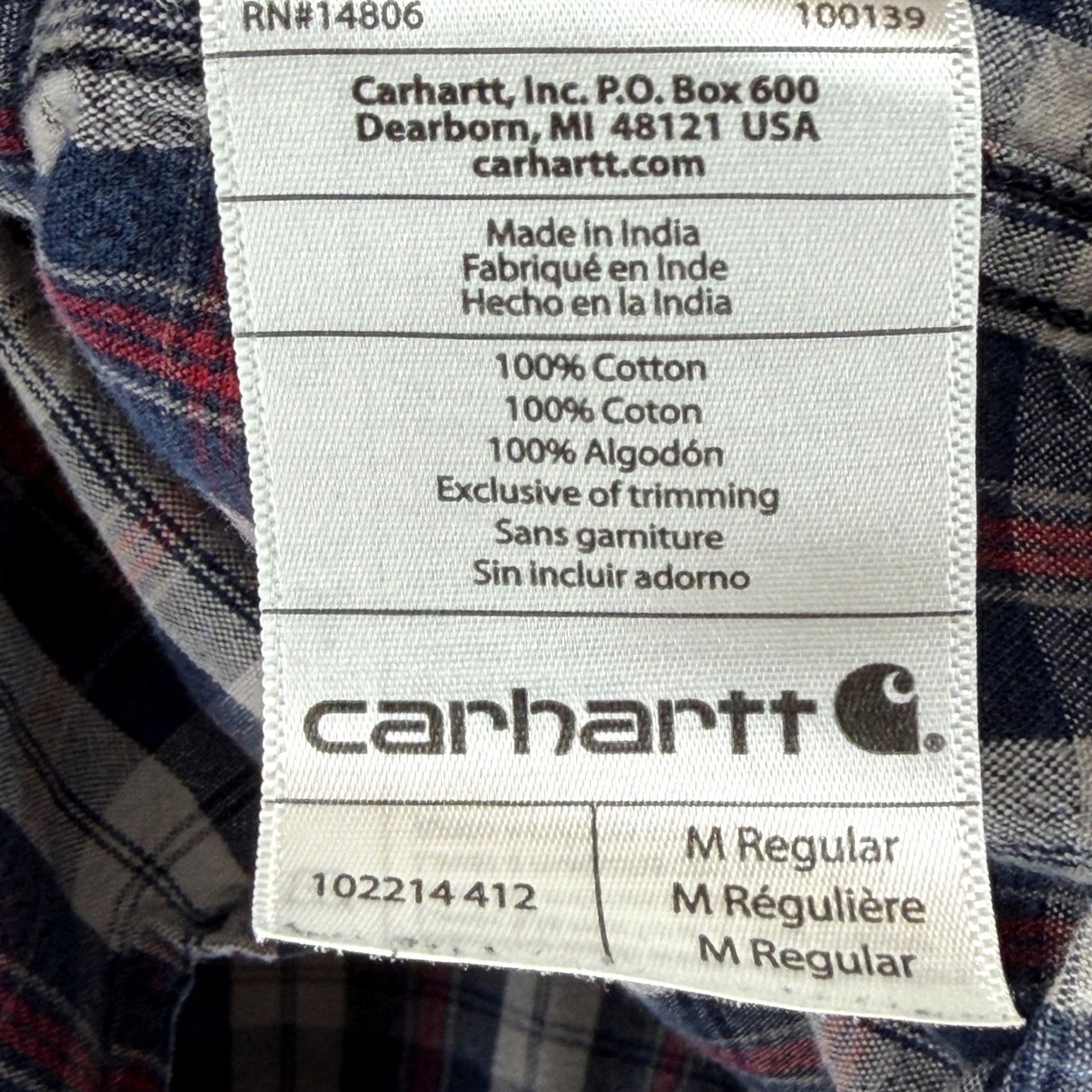 Carhartt Carhartt Shirt Mens Relaxed Fit Plaid Button-Down Navy Red 102214 412 M Multicolor Button-Up Long Sleeve Casual Workwear Size US M / EU 48-50 / 2 - 5 Thumbnail