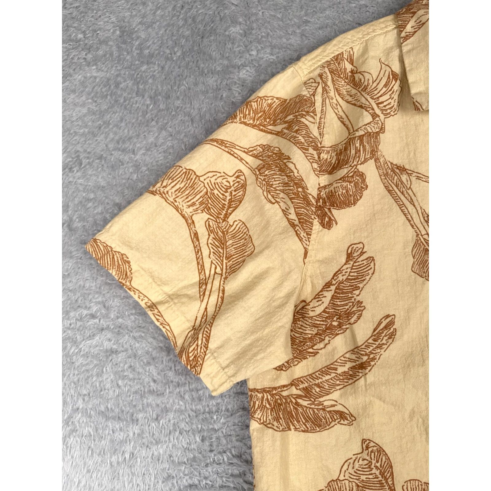Cotton On Cotton On Garments Mens Hawaiian Shirt 2XL Yellow Beige Palm Leaf 100% Cotton Button-Up Short Sleeve Floral Hawaiian Shirt Mens Size US XXL / EU 58 / 5 - 6 Thumbnail