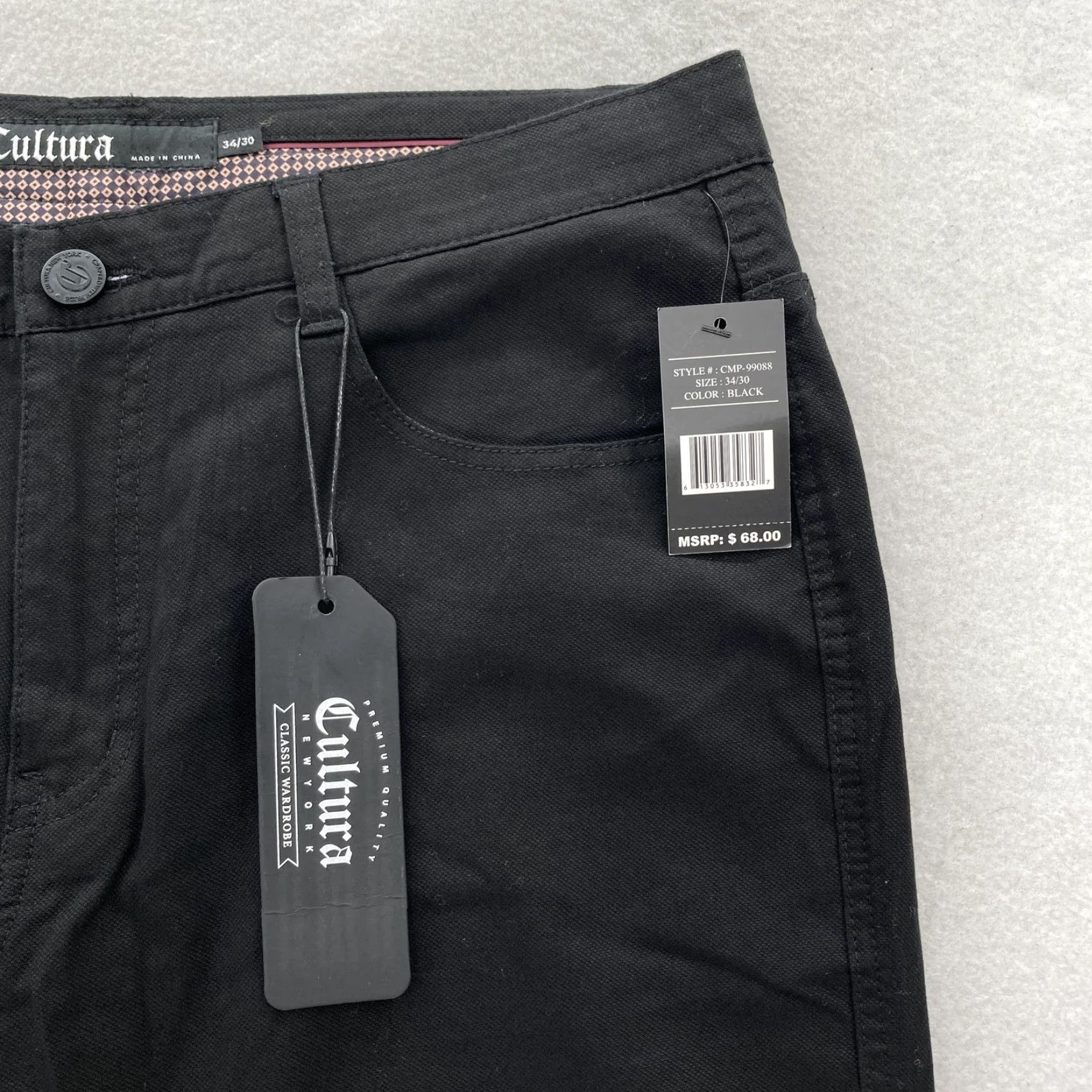 Vintage Cultura Pants Mens 34x30 Black Classic Stretch Premium Modern Casual 5-Pocket Size US 34 / EU 50 - 4 Thumbnail