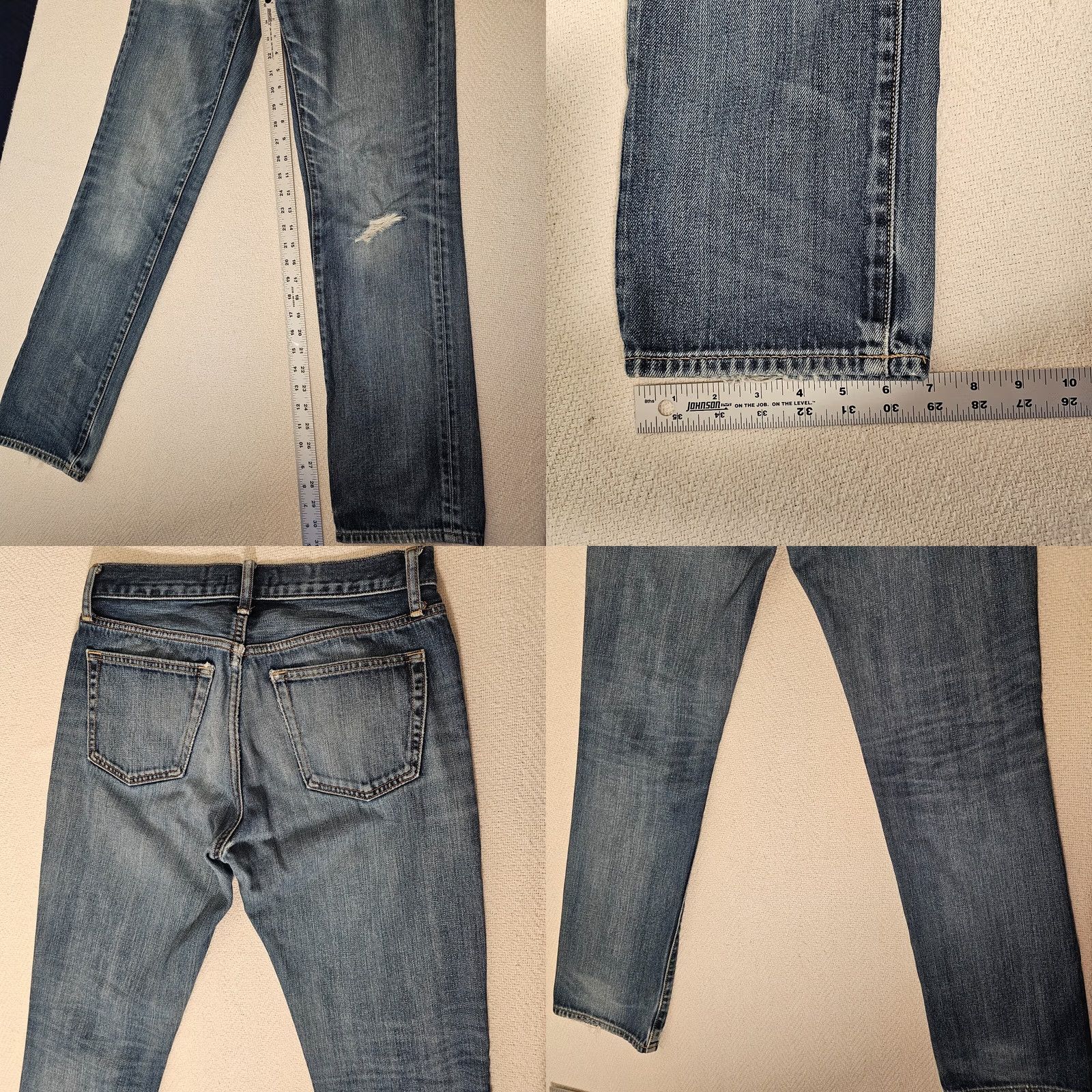 Uniqlo UNIQLO Jeans Men 30x32 Blue Medium Wash Distressed Cotton Denim Slim Straight 5-Pocket Belt Loops Vintage No Womens Mens Size US 30 / EU 46 - 8 Thumbnail