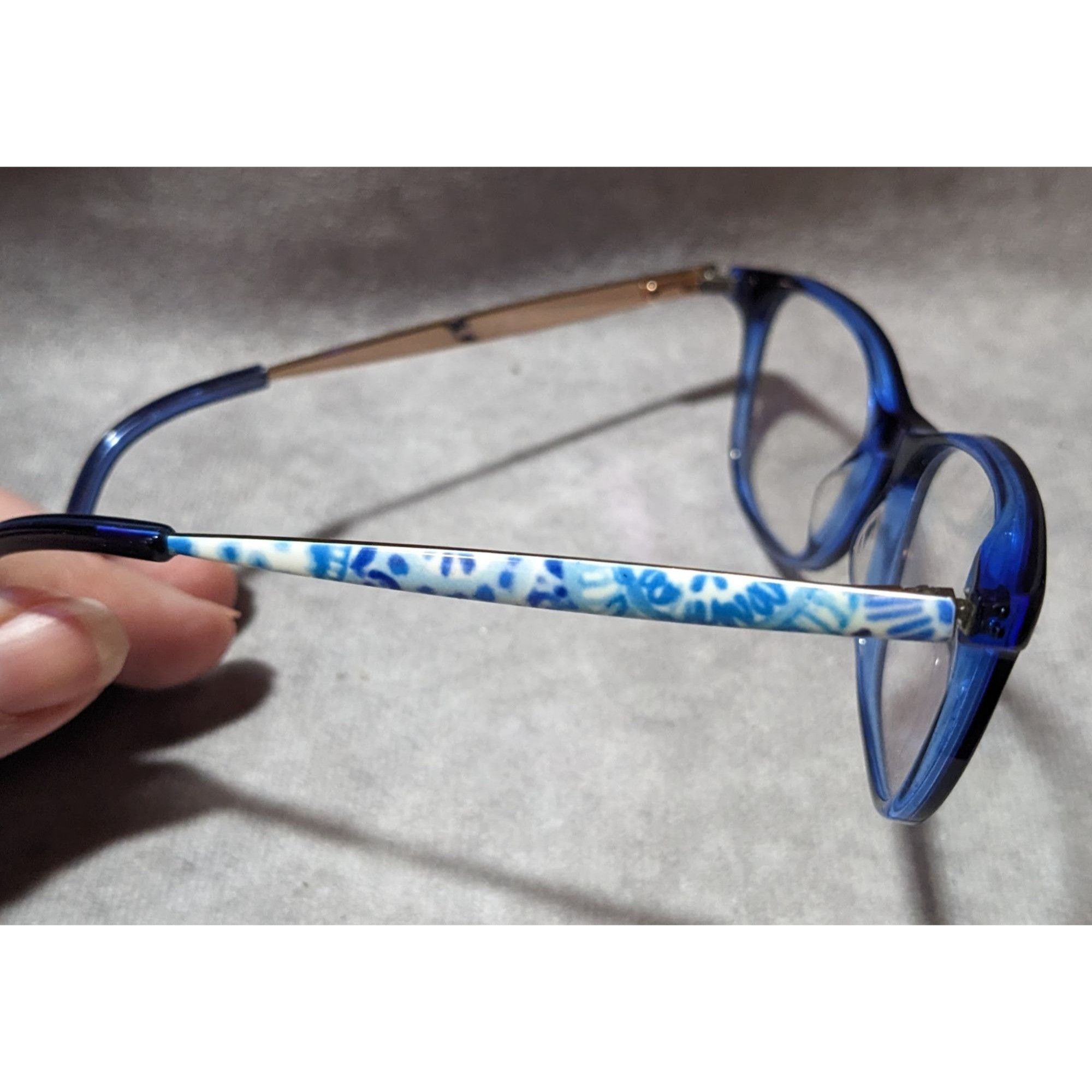 Lilly Pulitzer Lily Pulitzer Sheridan Blue And White Floral Eyeglass Frames Size ONE SIZE - 2 Thumbnail