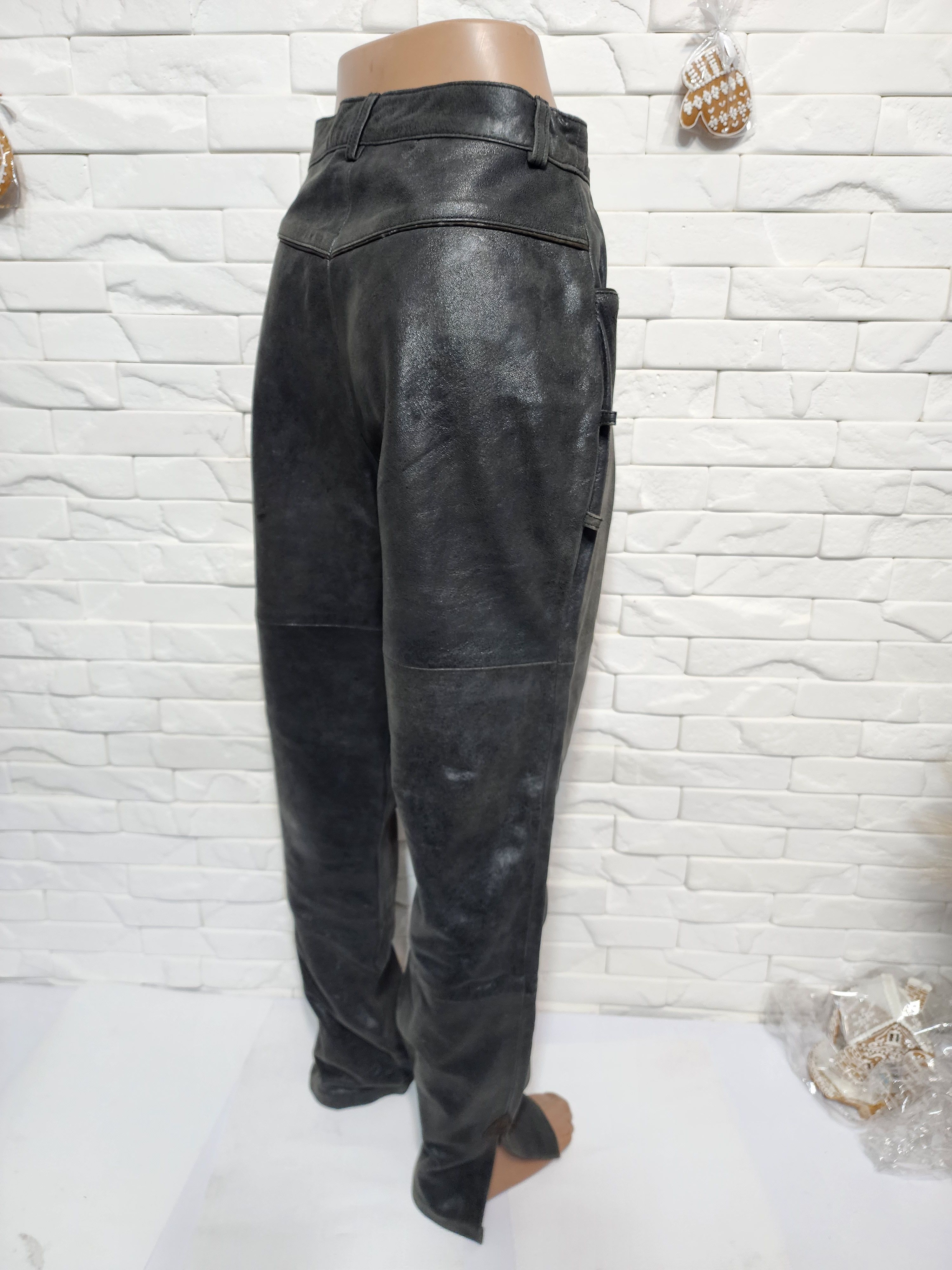 Other Gray Leather Pants: Women's Fitted Genuine Leather Trousers Size 28" / US 6 / IT 42 - 5 Thumbnail