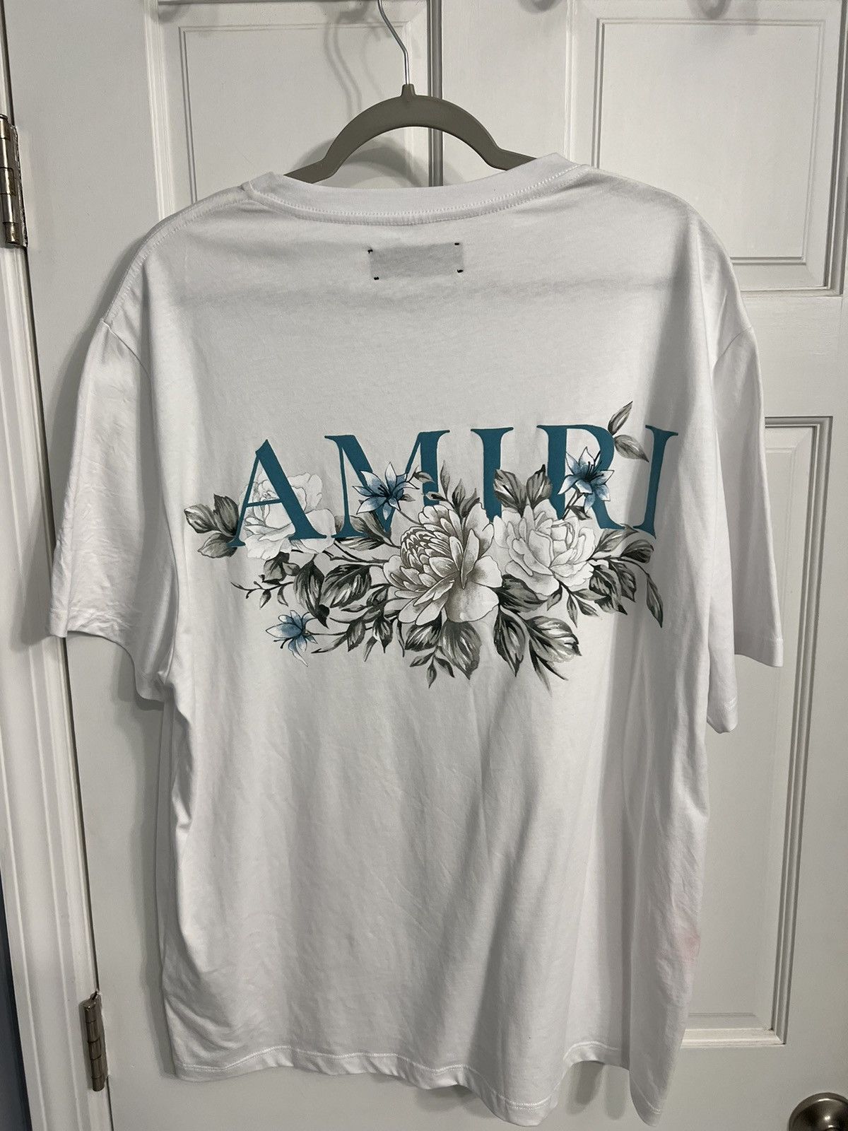 image of Amiri Amir Floral Logo T Shirt White Size Xl, Men's