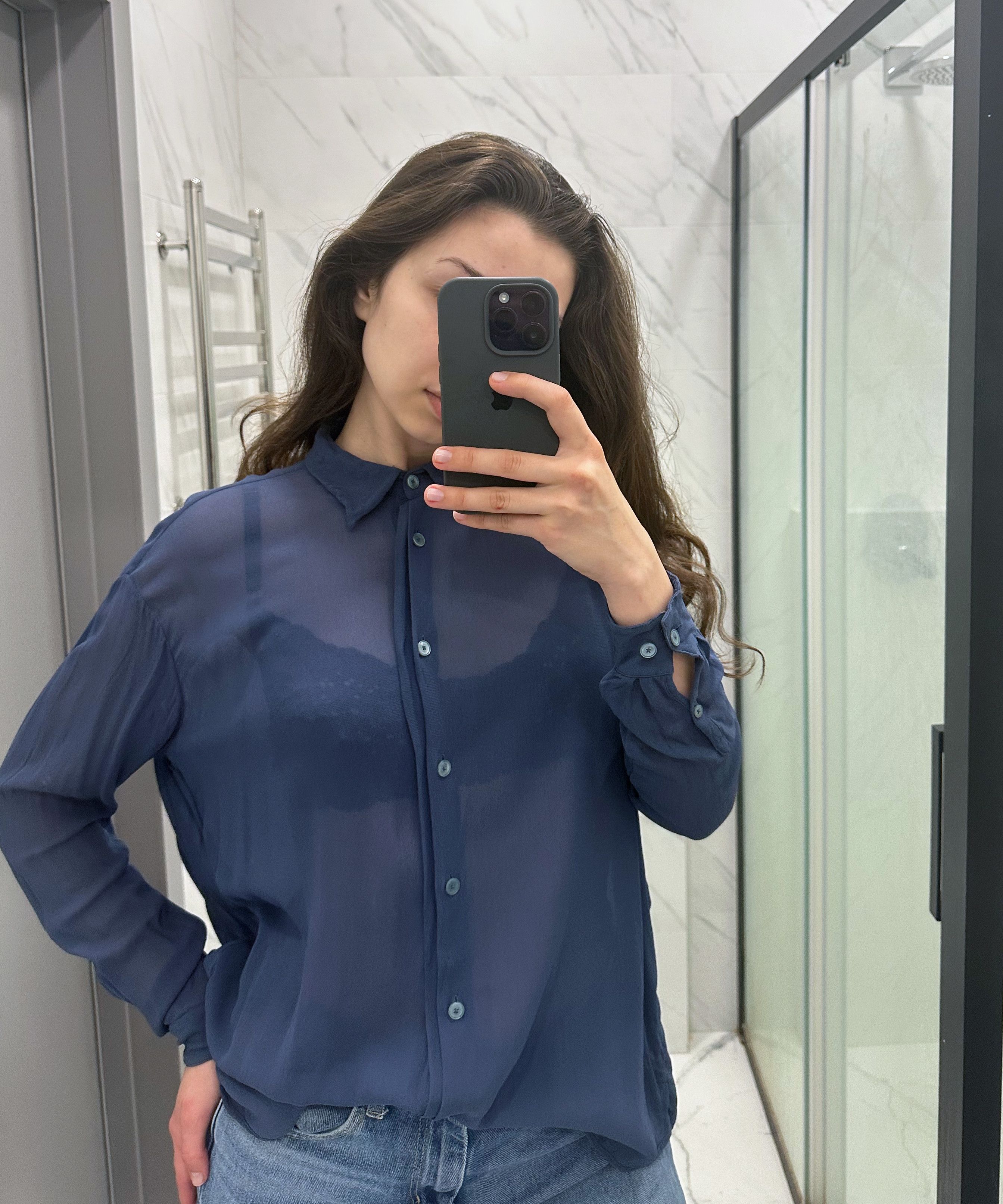 Acne Studios 🔴 Acne Studios Shirt Button Up Long Sleeve Silk A/W'11 Blue Size S / US 4 / IT 40 - 1 Thumbnail