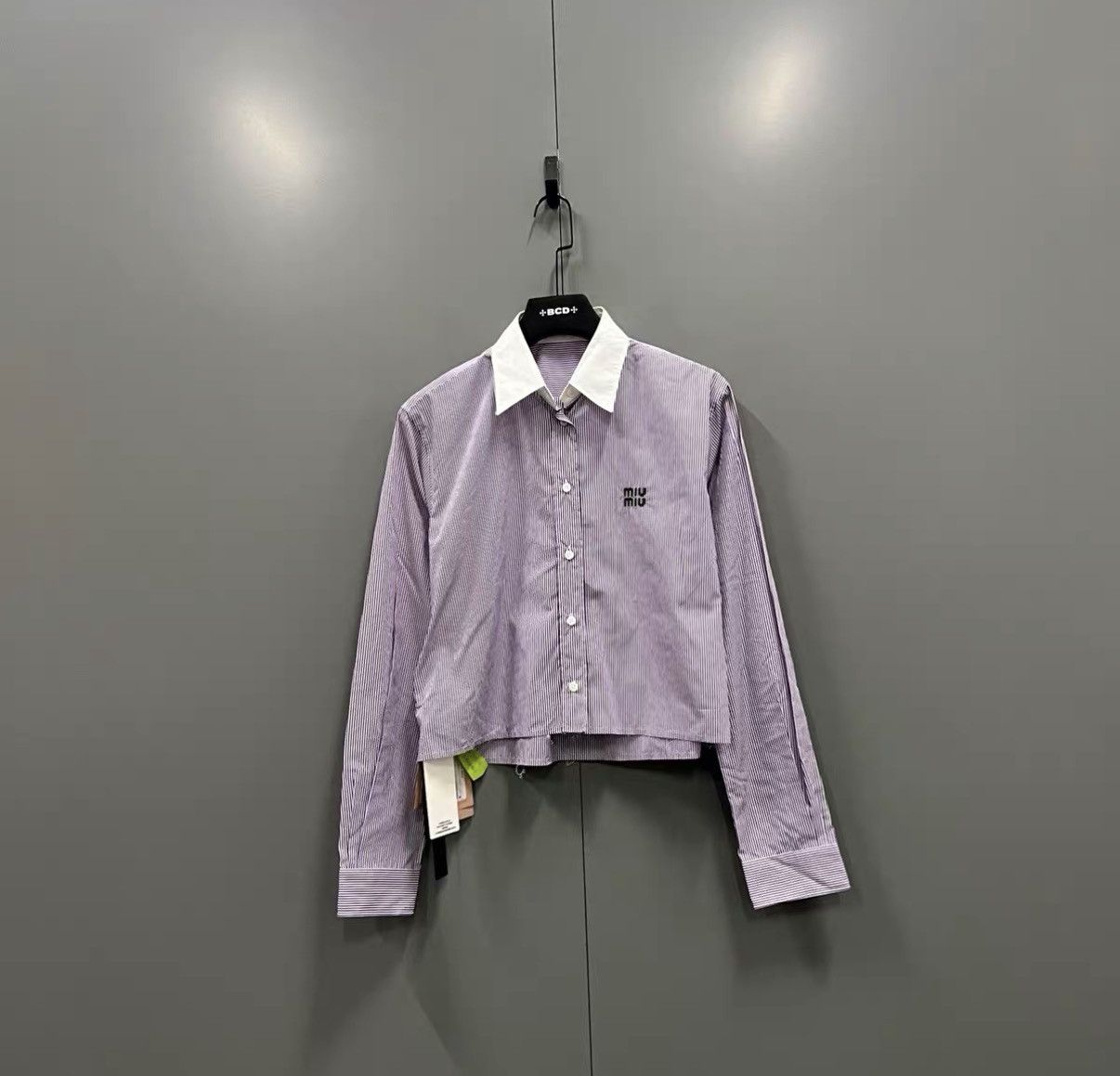 Miu Miu Miu Miu Purple Striped Logo Shirt J41 Size XS / US 0-2 / IT 36-38 - 1 Thumbnail