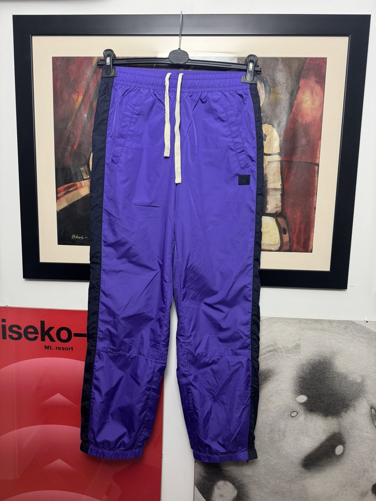 Acne Studios Acne Studios Face Logo Nylon Purple Designer Sweatpant Hype Size US 29 - 1 Thumbnail