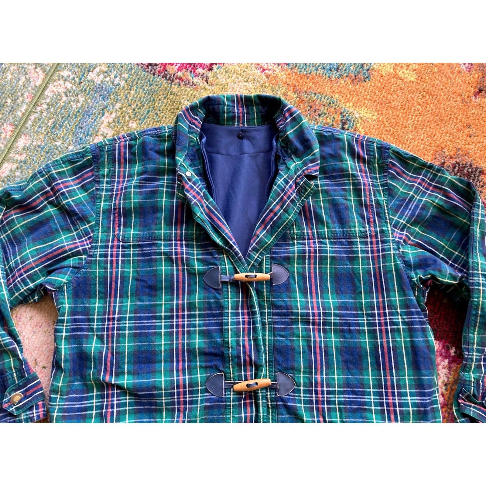 Vintage VINTAGE Lizwear Coat Plaid Chore Blue 90s Long Overcoat M Women’s Jacket with Lined Removable Liner Size Medium Nautical Oversized Size M / US 6-8 / IT 42-44 - 4 Thumbnail