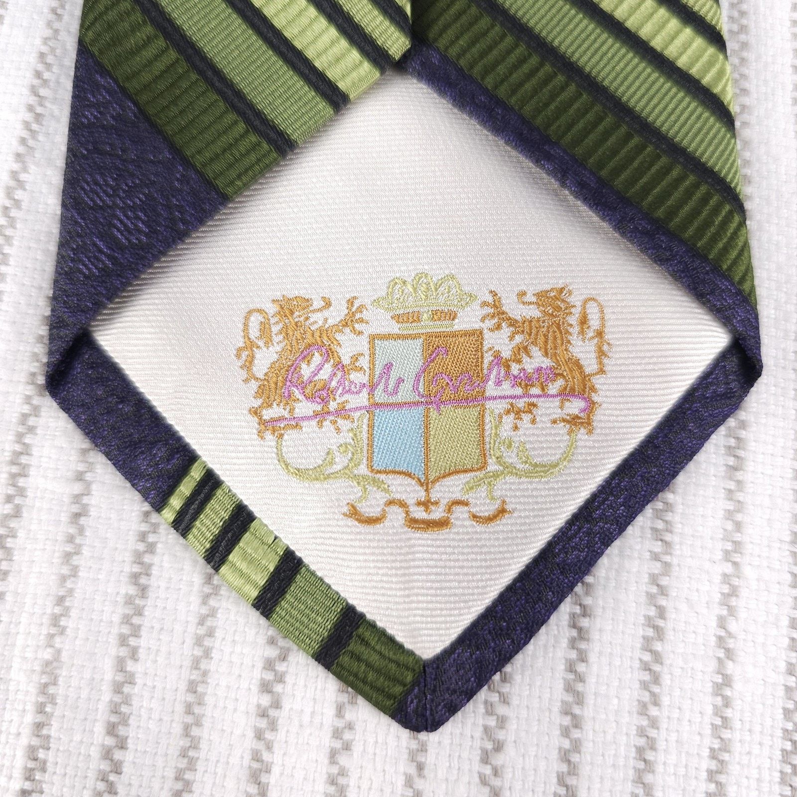 Robert Graham ROBERT GRAHAM Tie Silk Blue Green Diagonal Striped Repp Size ONE SIZE - 9 Thumbnail