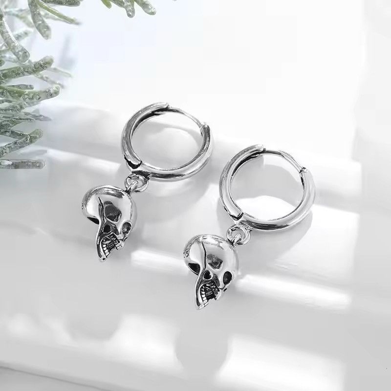 Jewelry × Vintage Vintage Goth Head Skull Earring Size ONE SIZE - 4 Thumbnail
