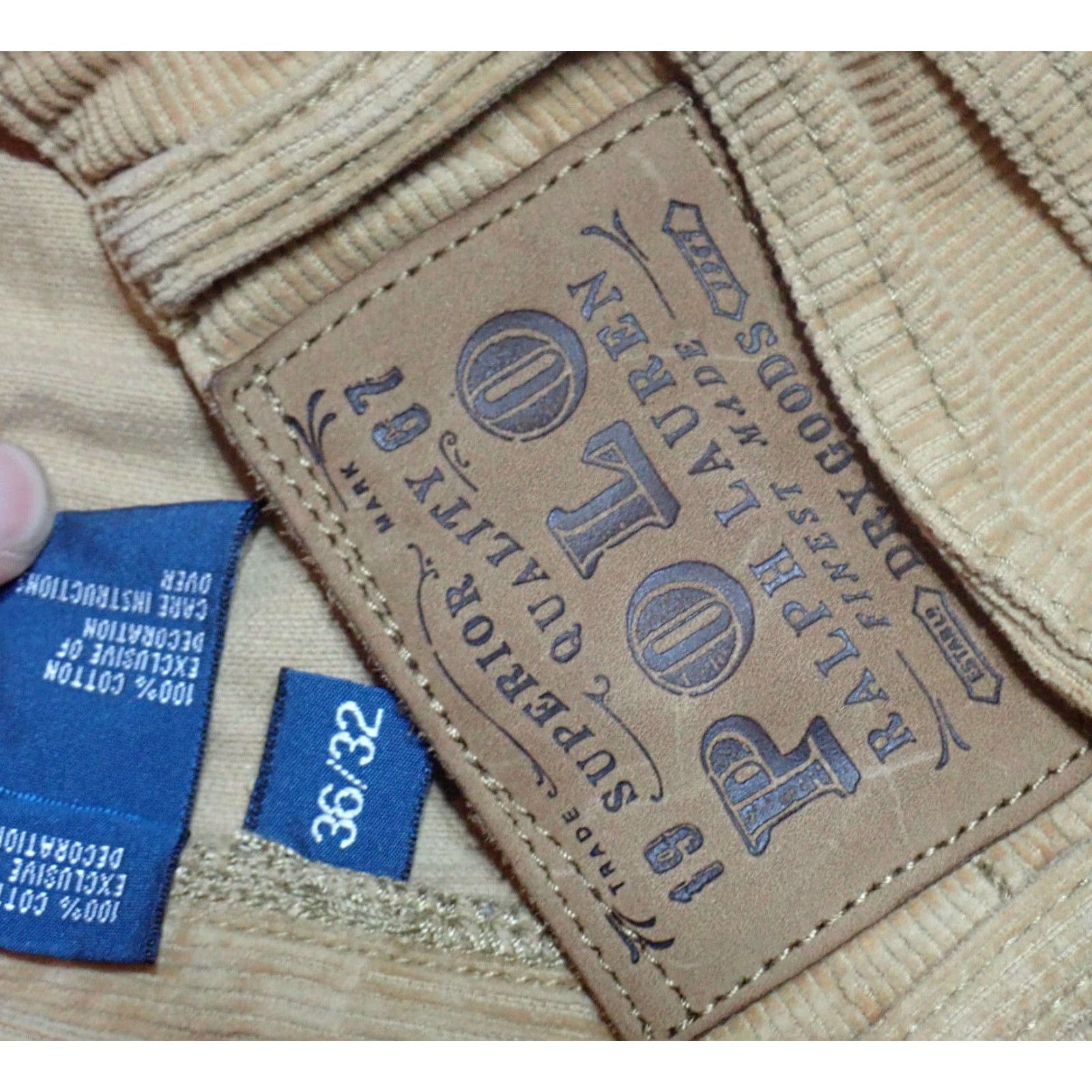 Polo Ralph Lauren VINTAGE Polo Ralph Lauren Men's Pants - Brown Corduroy Classic Fit 36x32 Fall/Winter Size US M / EU 48-50 / 2 - 4 Thumbnail
