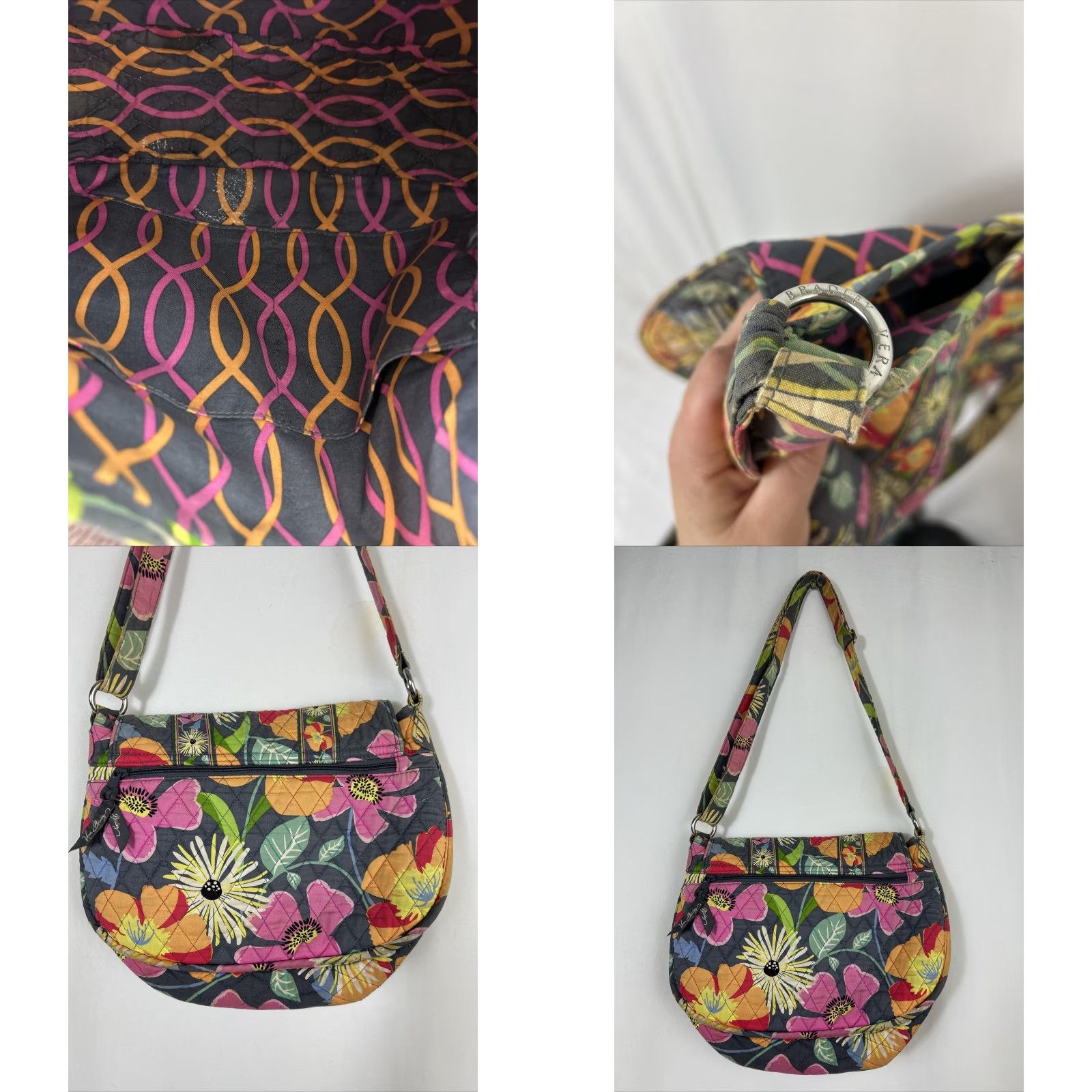 Vera Bradley Vera Bradley Crossbody Purse Women Multicolor Floral Cotton Blue Hardware 13x10x4 Size ONE SIZE - 10 Thumbnail