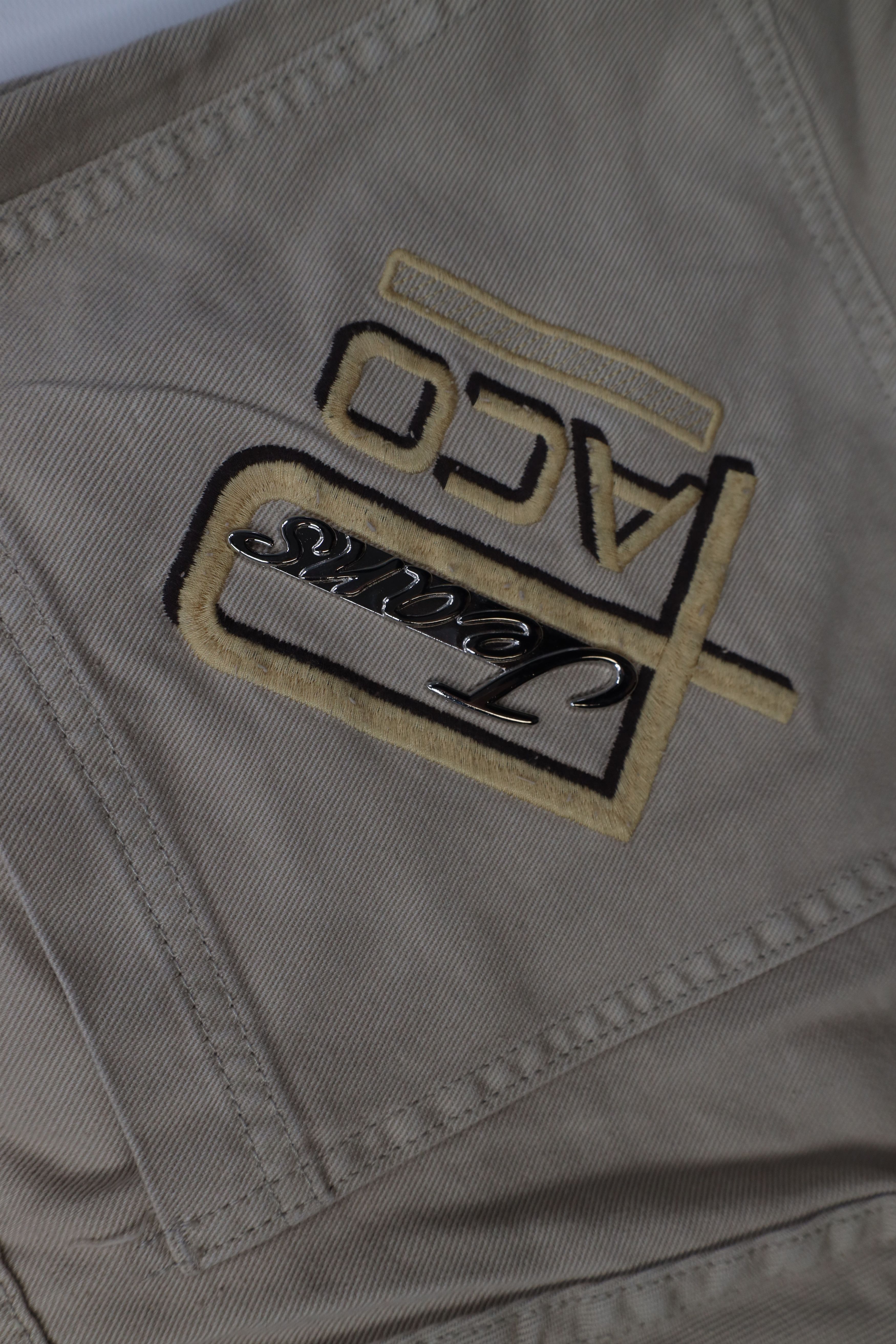 Vintage Deadstock Vintage 90s Paco Hip Hop Denim Jean Shorts Tan Size US 32 / EU 48 - 13 Thumbnail