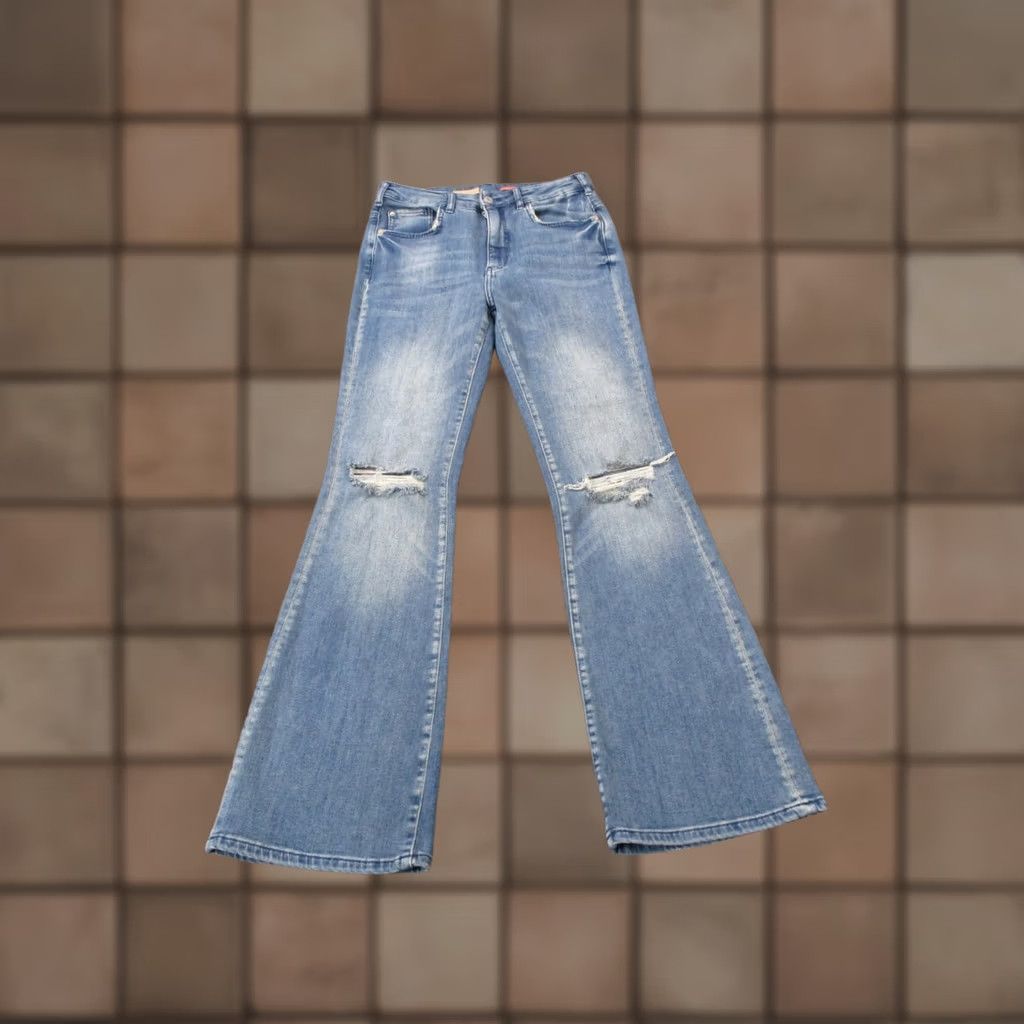 Vintage Pilcro Jeans Womens 27 Denim Icon Flared Bootcut Distressed Faded Anthroologie Size 28" / US 6 / IT 42 - 1 Thumbnail