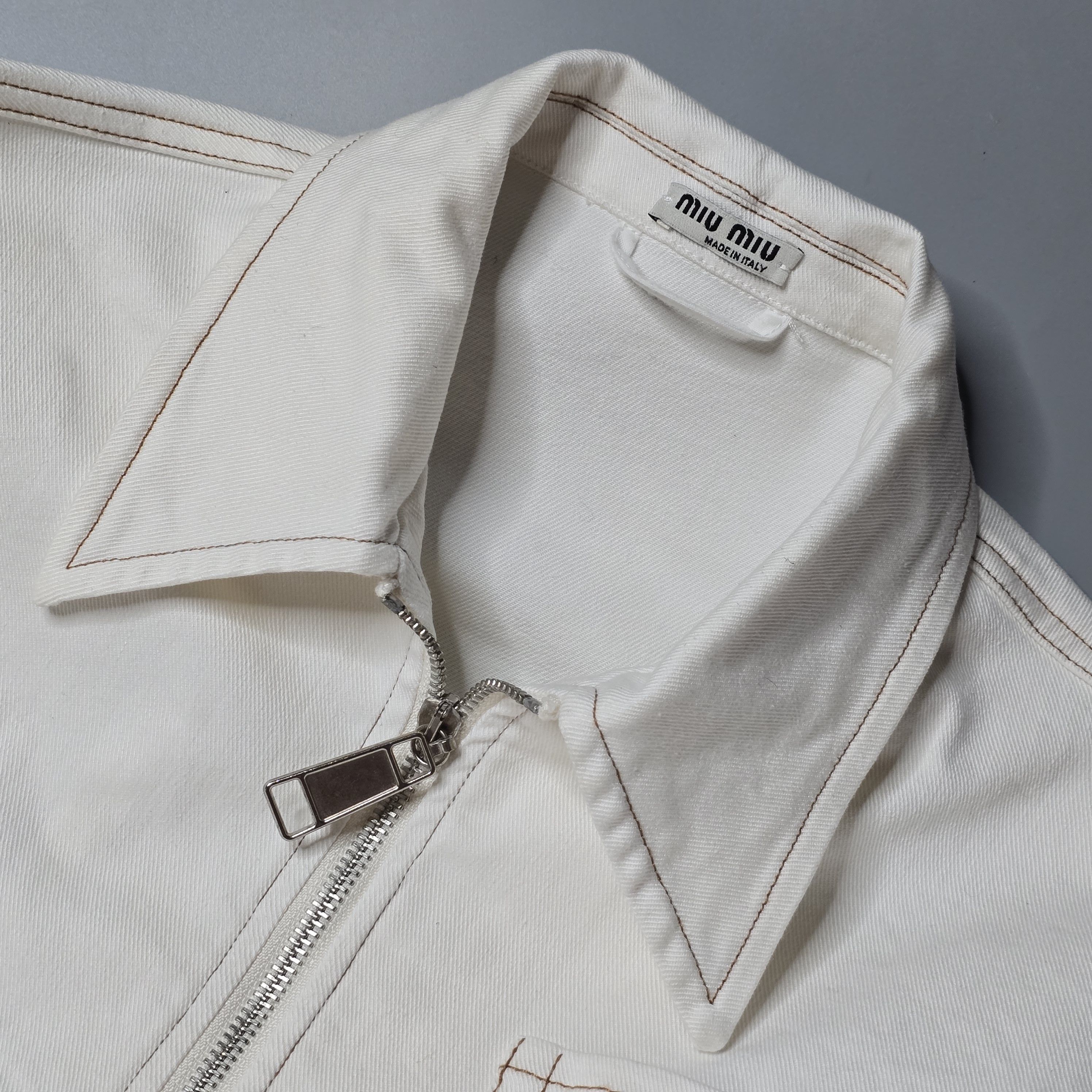 Miu Miu Miu Miu - "You will be fine" Cropped Jacket - Ecru Size S / US 4 / IT 40 - 5 Thumbnail