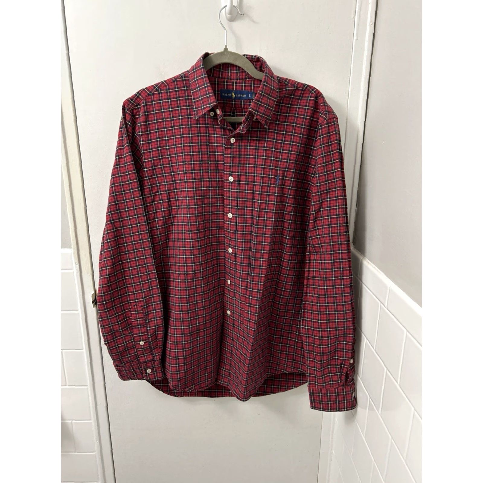 Ralph Lauren Ralph Lauren Shirt Mens Large Red Oxford Plaid Button Down L/S Blue Pony Button-Up Shirts Size US L / EU 52-54 / 3 - 2 Thumbnail