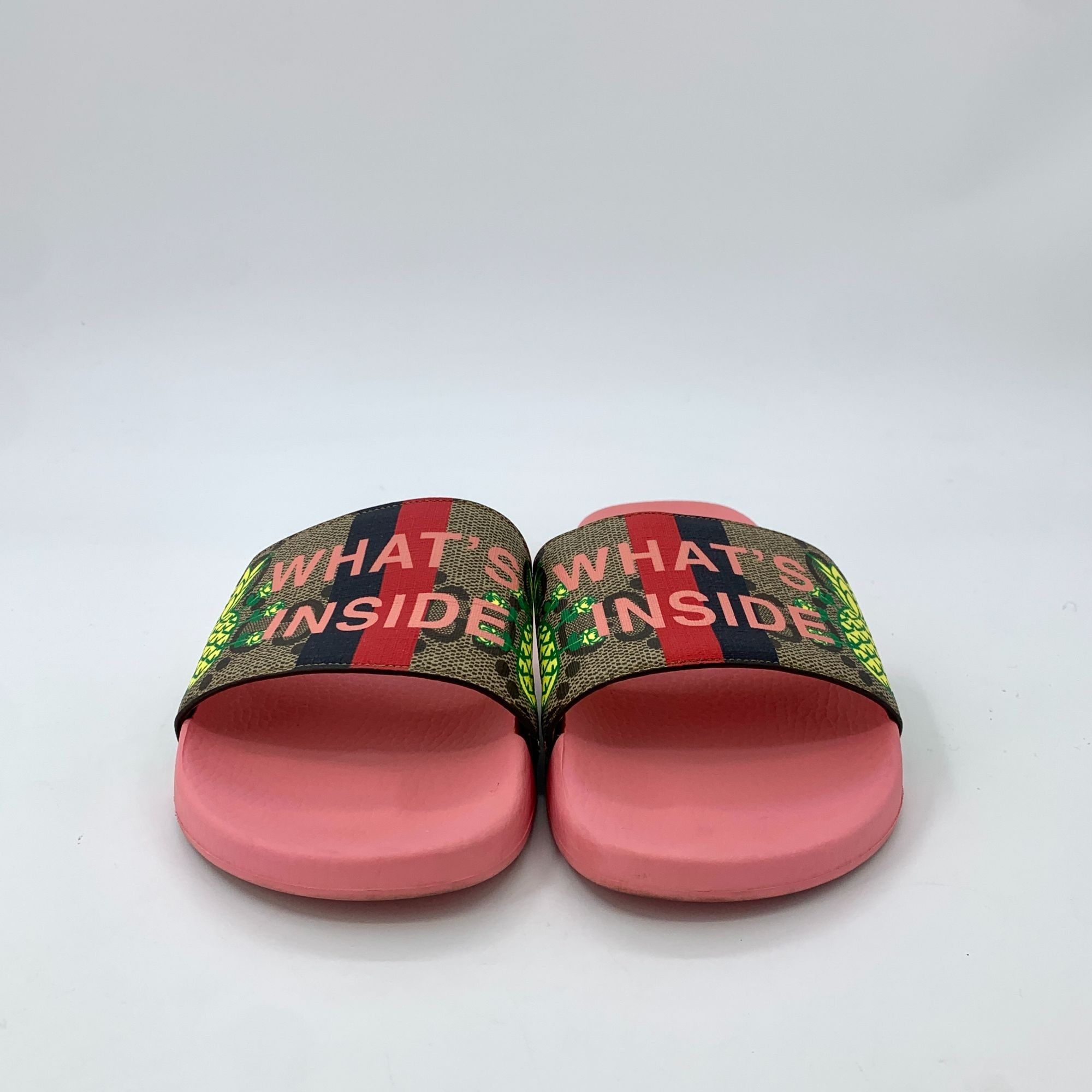 Gucci Gucci Pink Pineapple Printed Slides With "Whats Inside" Stra Size US 8 / EU 41 - 9 Thumbnail