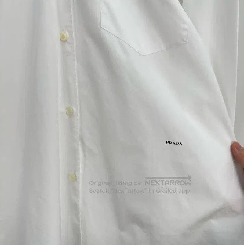 Prada Prada Spring Autumn White Cotton Logo Shirt. Size M / US 6-8 / IT 42-44 - 5 Thumbnail