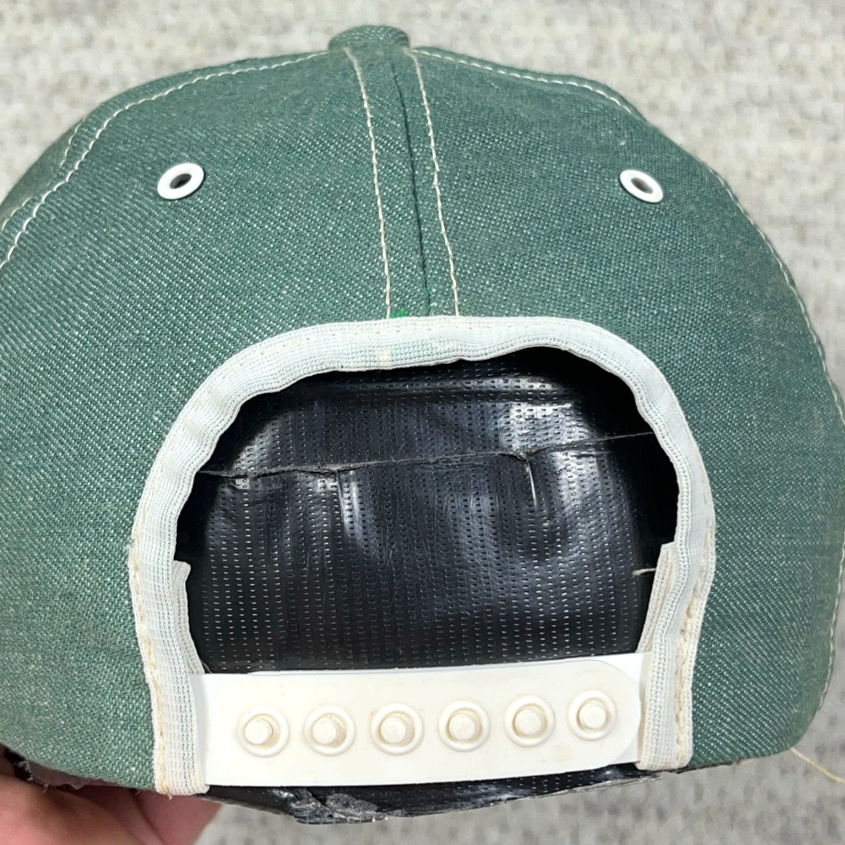 Denime VINTAGE Louisville Mfg John Deere Trucker Hat Cap Green Denim 80s Made USA RARE Size ONE SIZE - 5 Thumbnail