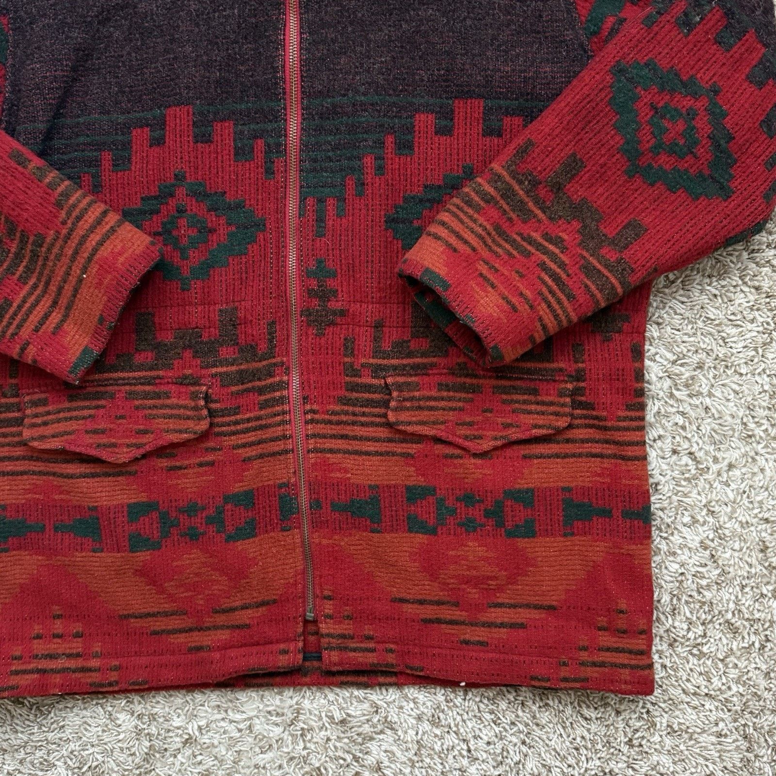 Vintage × Woolrich Woolen Mills Vintage Woolrich Aztec Wool Southwestern Jacket Red Tribal Size L / US 10 / IT 46 - 4 Thumbnail