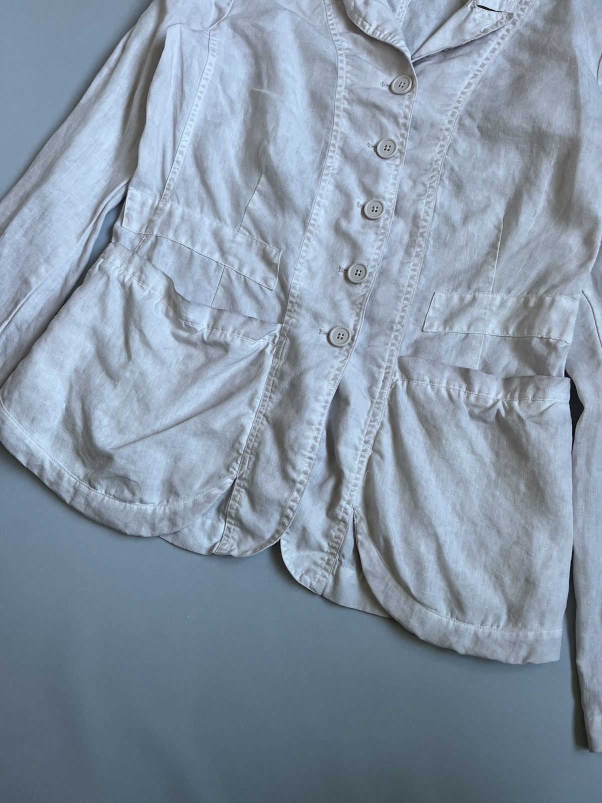 Black Label × Rundholz RUNDHOLZ Black Label Women White Linen Faded Pocket Blazer Size M / US 6-8 / IT 42-44 - 5 Thumbnail