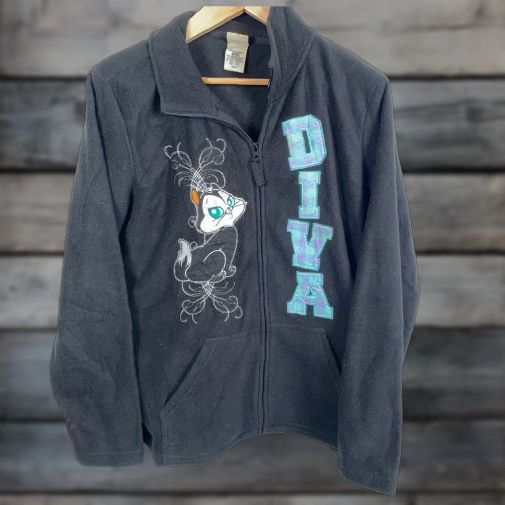 Vintage VINTAGE Looney Tunes Penelope Pussycat Diva Embroidered Full Zip Fleece Sweatshirt Women XL Black Size XL / US 12-14 / IT 48-50 - 1 Thumbnail