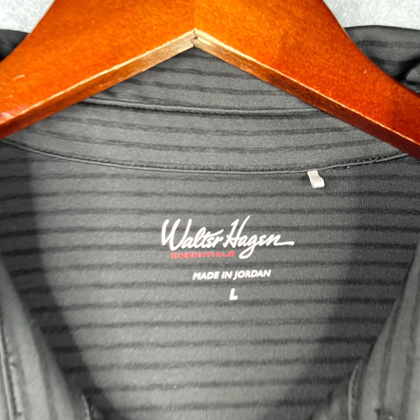 Vintage Walter Hagen Performance Golf Polo Shirt Mens Large Black Striped Stretch Polo Casual Sports Golf Shirt Mens L Black Striped Stretch Walter Hagen Size US L / EU 52-54 / 3 - 5 Thumbnail