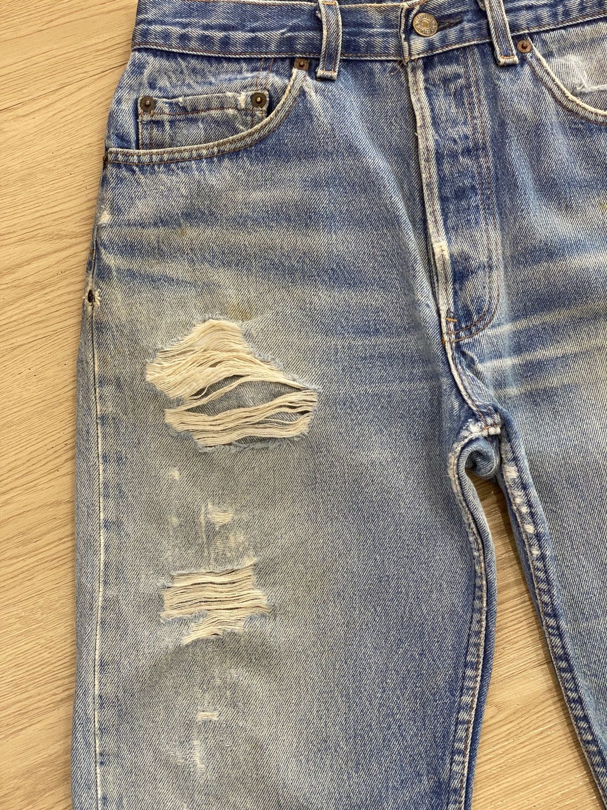 Levi's Vintage Clothing Vintage 90s Levis 501 Mud Wash Faded Distressed Style Jeans Size US 31 - 13 Thumbnail