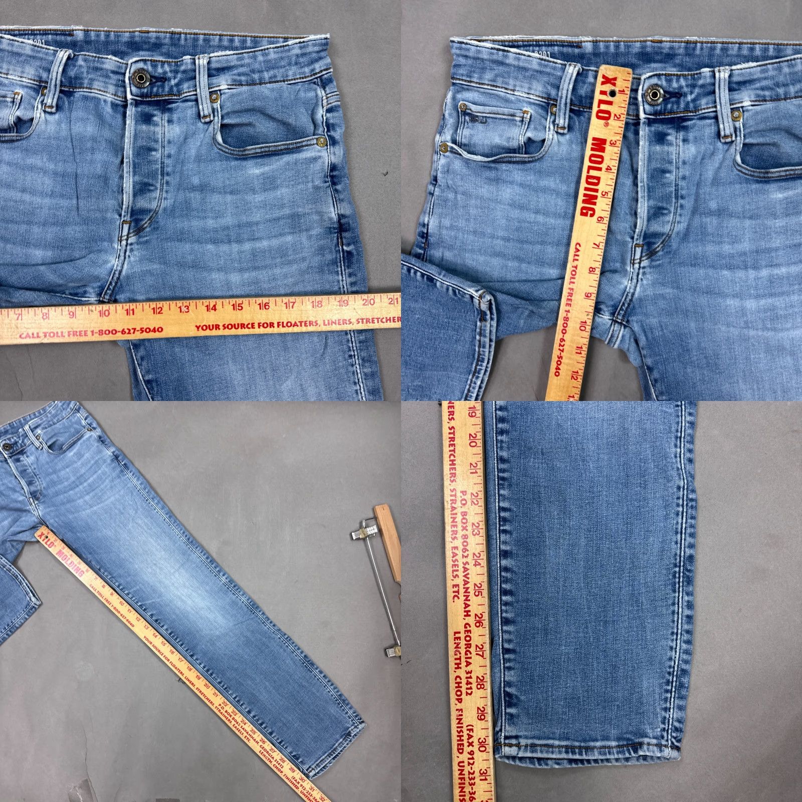 G-Star G Star Raw Jeans Mens 30x32 Blue 3301 Relaxed Button Fly Faded Pants Repaired Jeans Size US 30 / EU 46 - 10 Thumbnail