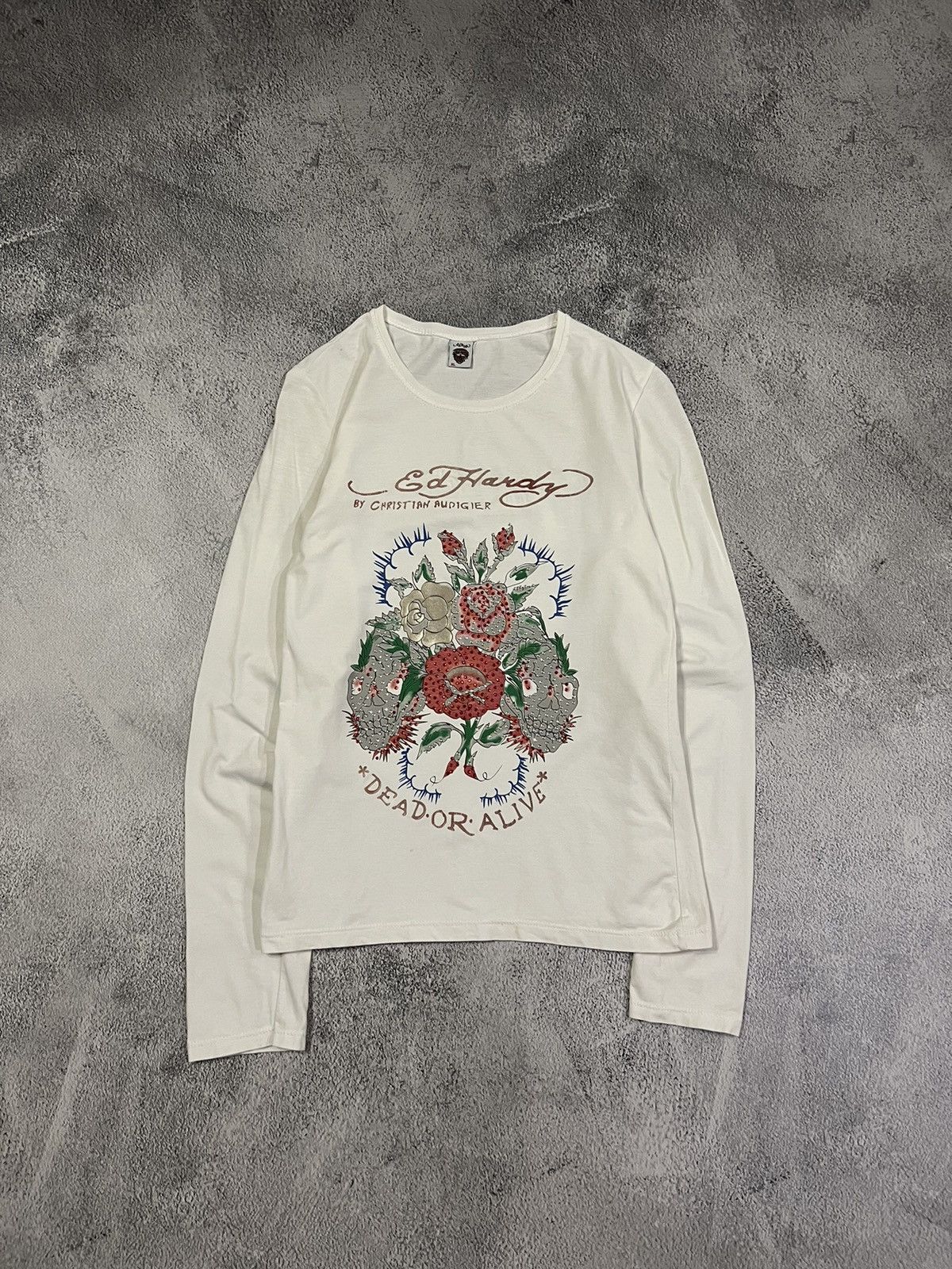 Vintage Y2k Ed Hardy Dead Or Alive ☠️🌹 Rare Long Sleeve 00’s