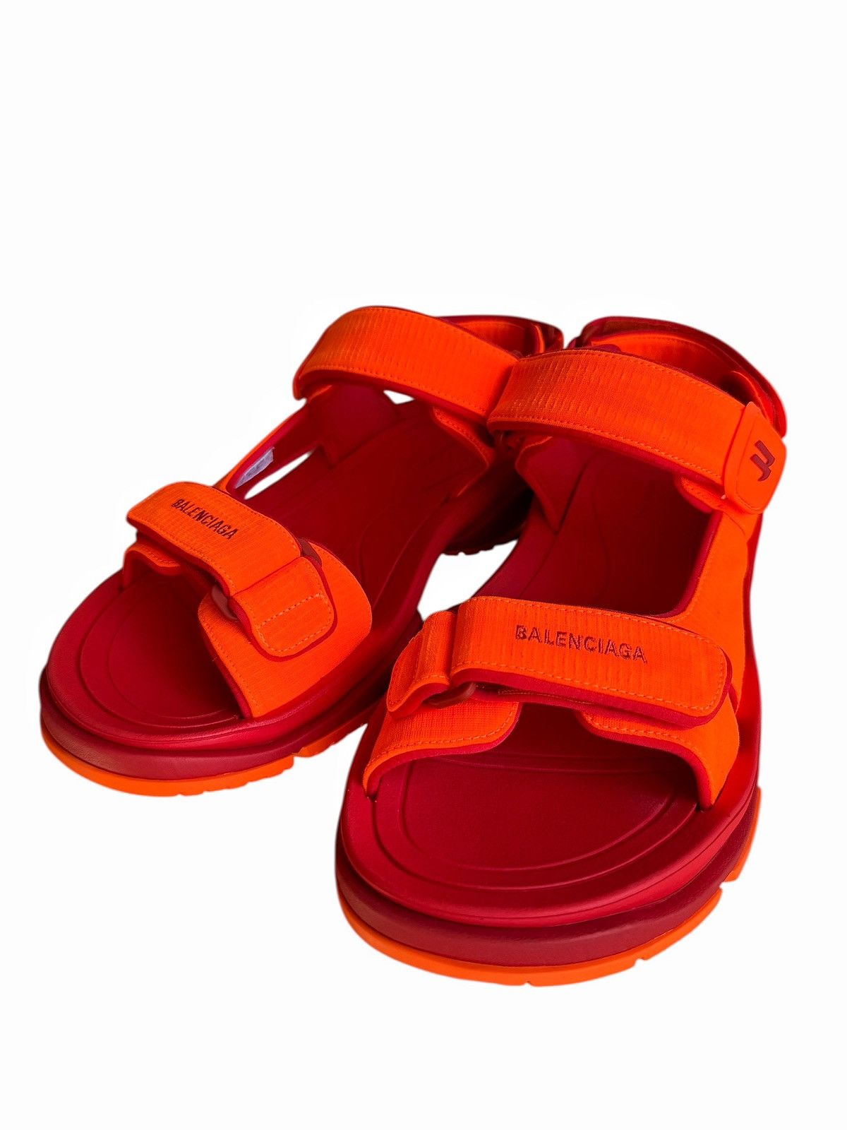 Balenciaga Tourist Orange Red Strapped Sandals Size US 13 / EU 46 - 2 Thumbnail