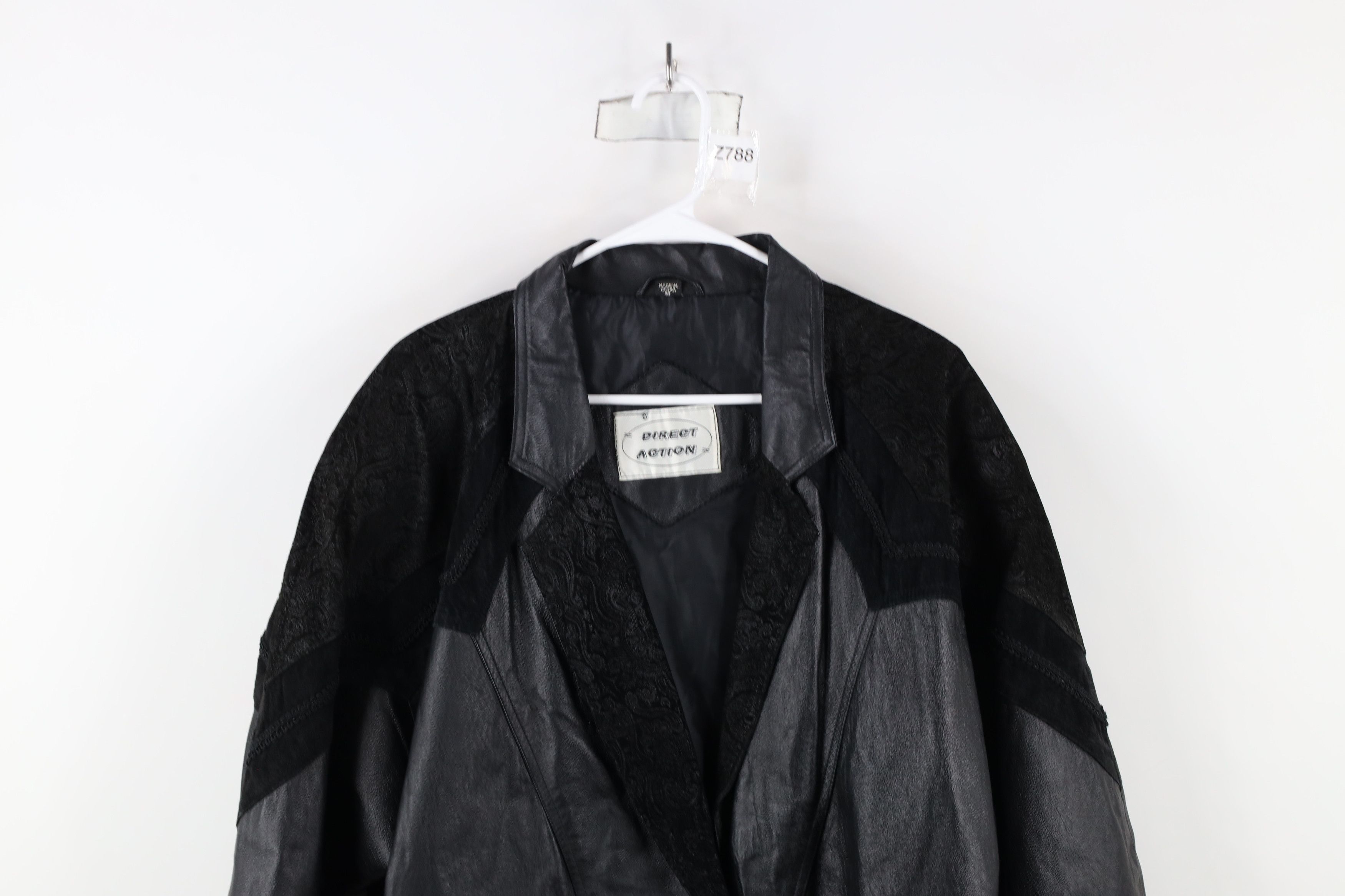 Vintage Vintage 90s Streetwear Paisley Leather Trench Coat Jacket Size M / US 6-8 / IT 42-44 - 2 Thumbnail