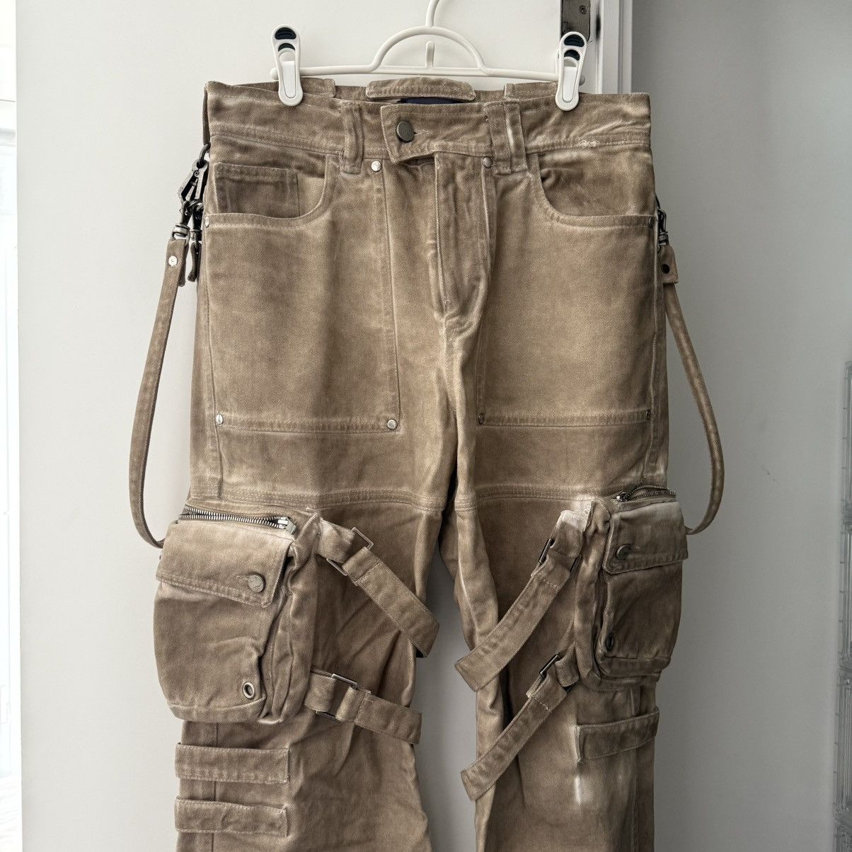 SHINE LUXURY OG Sample 1/1 – “Subhumane” Flared Kombat Cargo Pants Size US 32 / EU 48 - 2 Thumbnail