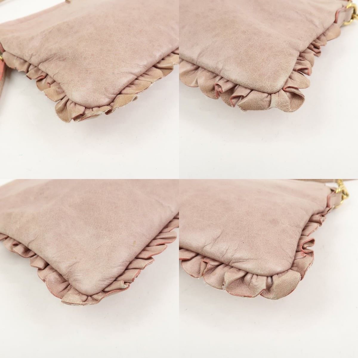 Miu Miu Miu Miu Logo Frilled Calfskin Crossbody Bag Pink Size ONE SIZE - 5 Thumbnail