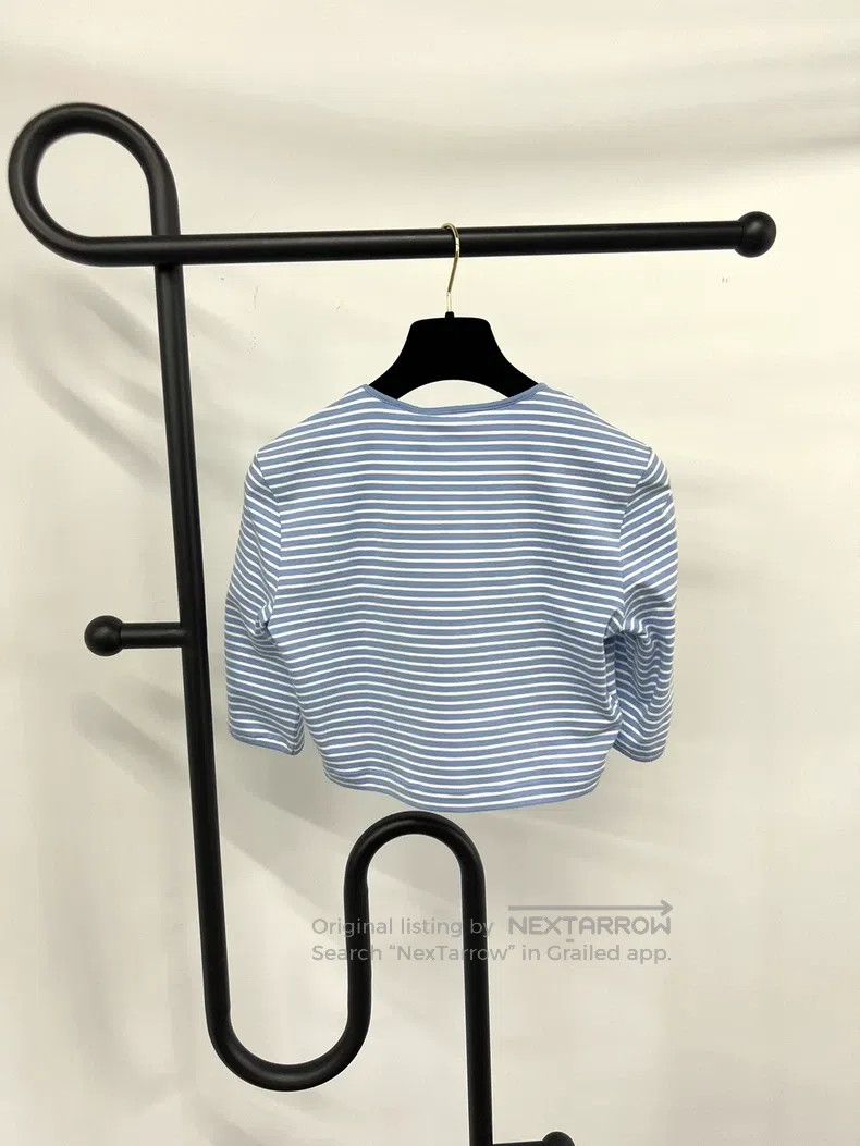 Prada Prada Blue and white striped short T-shirt Size XS / US 0-2 / IT 36-38 - 2 Thumbnail