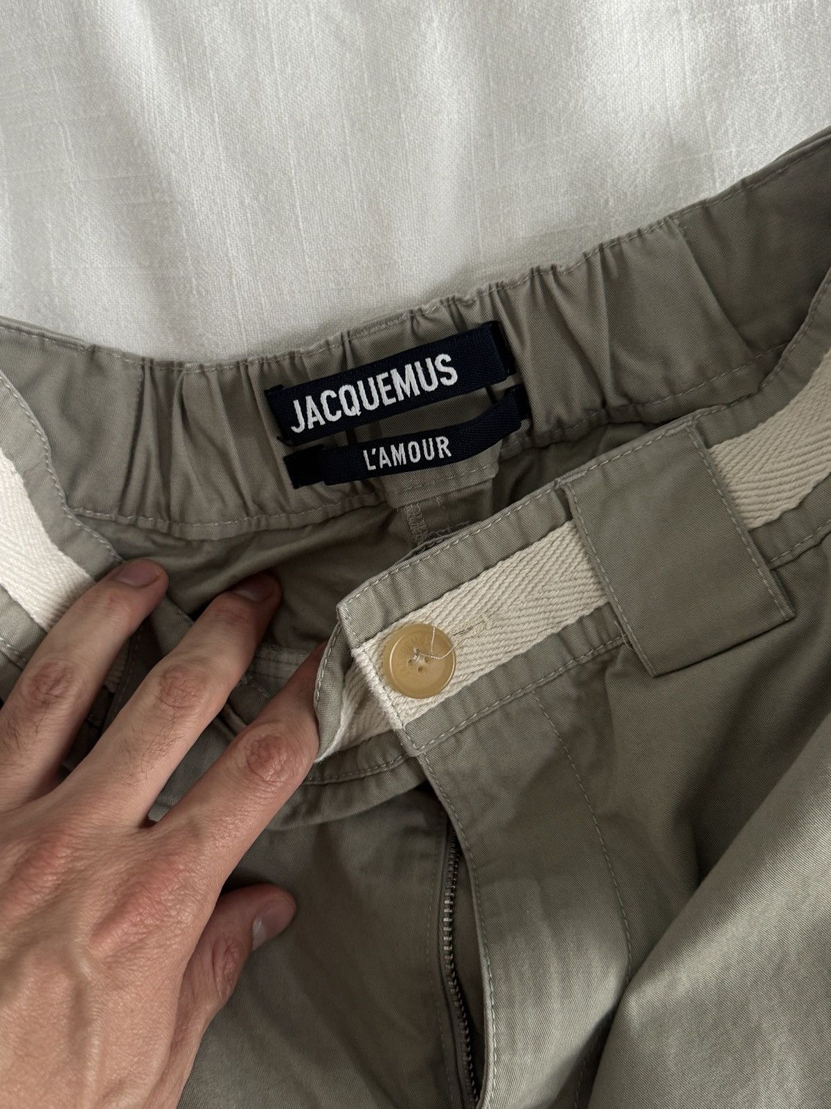 Jacquemus Jacquemus “L’Amour” SS21 Light Green Herringbone Tape Pants Size US 31 - 1 Thumbnail