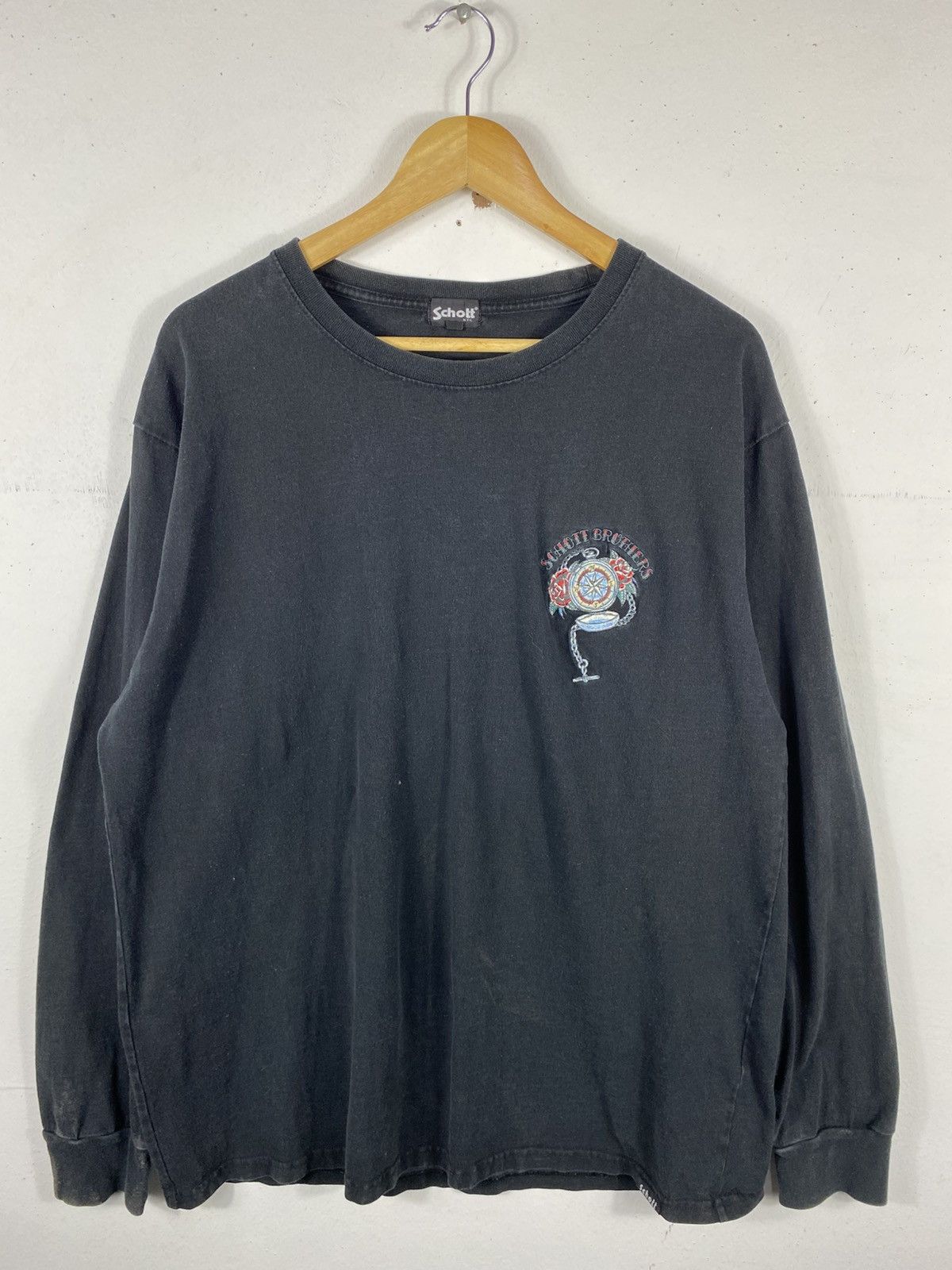 Schott Schott Brother Big Logo Embroidery On Back Long Sleeve Size US XXL / EU 58 / 5 - 3 Thumbnail