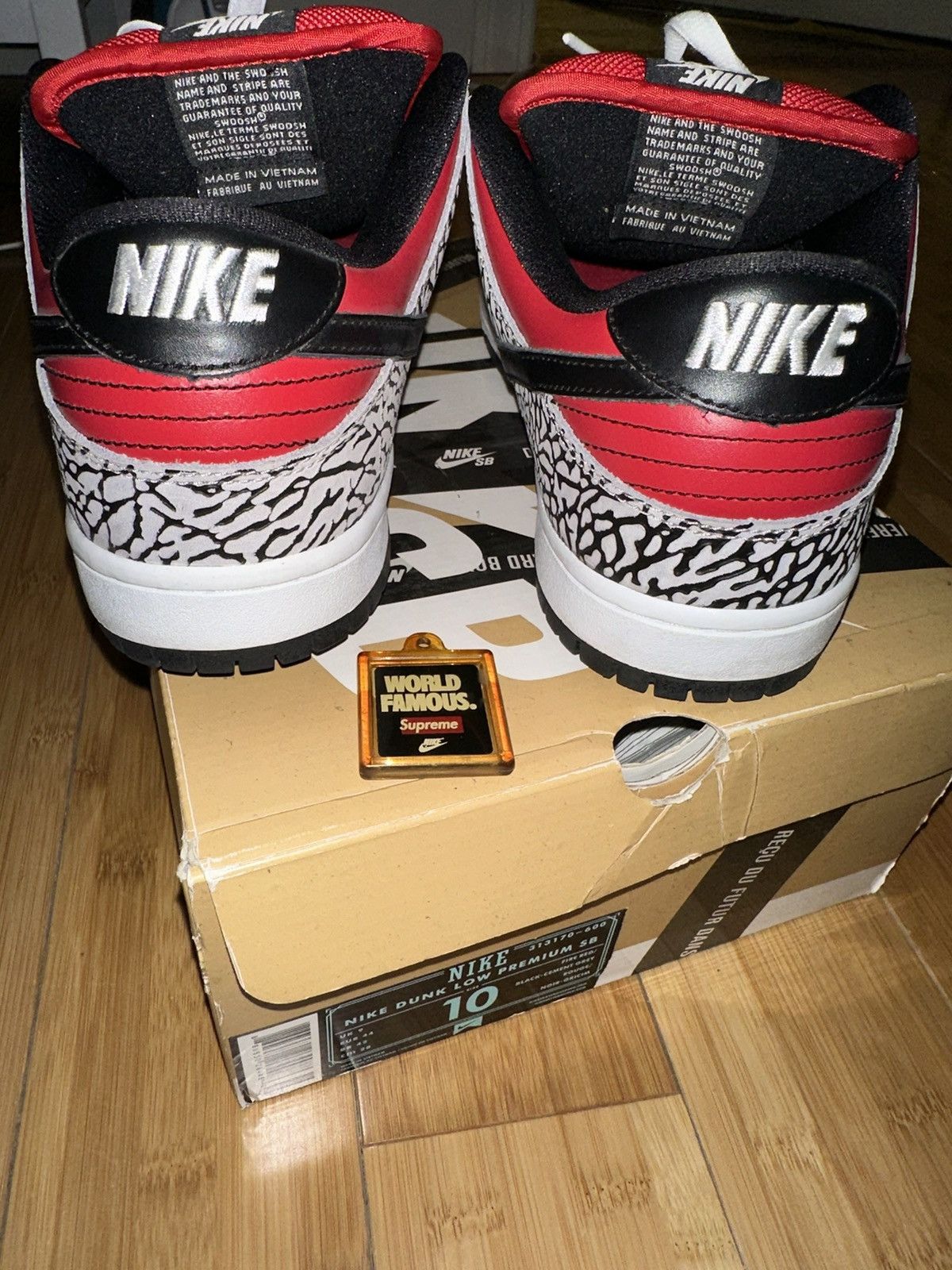 Supreme Red Cement Dunks - 2012 - sz 10