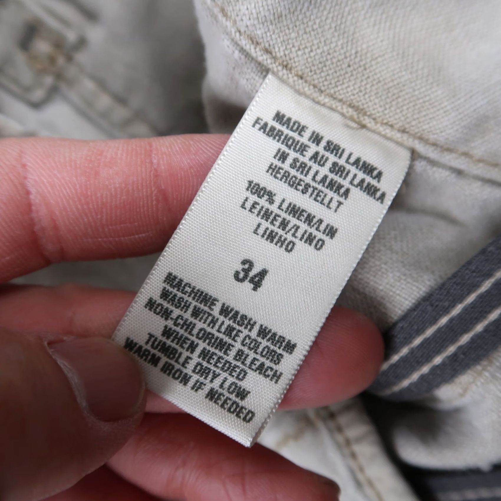 Lucky Brand Lucky Brand Pants Mens 34x30.5 Beige Linen Chino Straight Leg Drawstring Casual Size US 34 / EU 50 - 6 Thumbnail