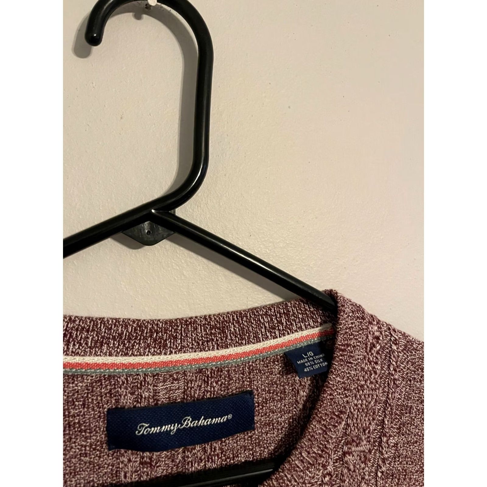 Tommy Bahama Tommy Bahama Sweater Pullover Knit Silk Cotton Blend Burgundy Men's Large L Size US L / EU 52-54 / 3 - 2 Thumbnail