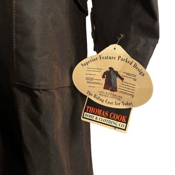 Vintage NWT Thomas Cook Long 100% Waxed Cotton Coat Jacket Riding Size US L / EU 52-54 / 3 - 5 Thumbnail