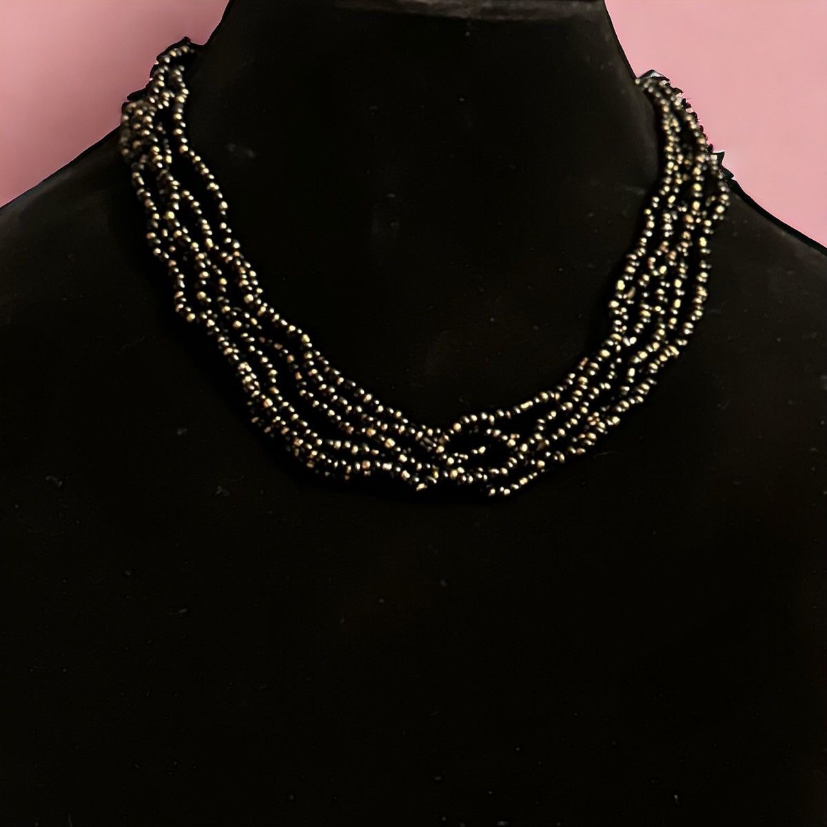 Vintage Vintage multi strand black and gold bead necklace Size ONE SIZE - 1 Thumbnail